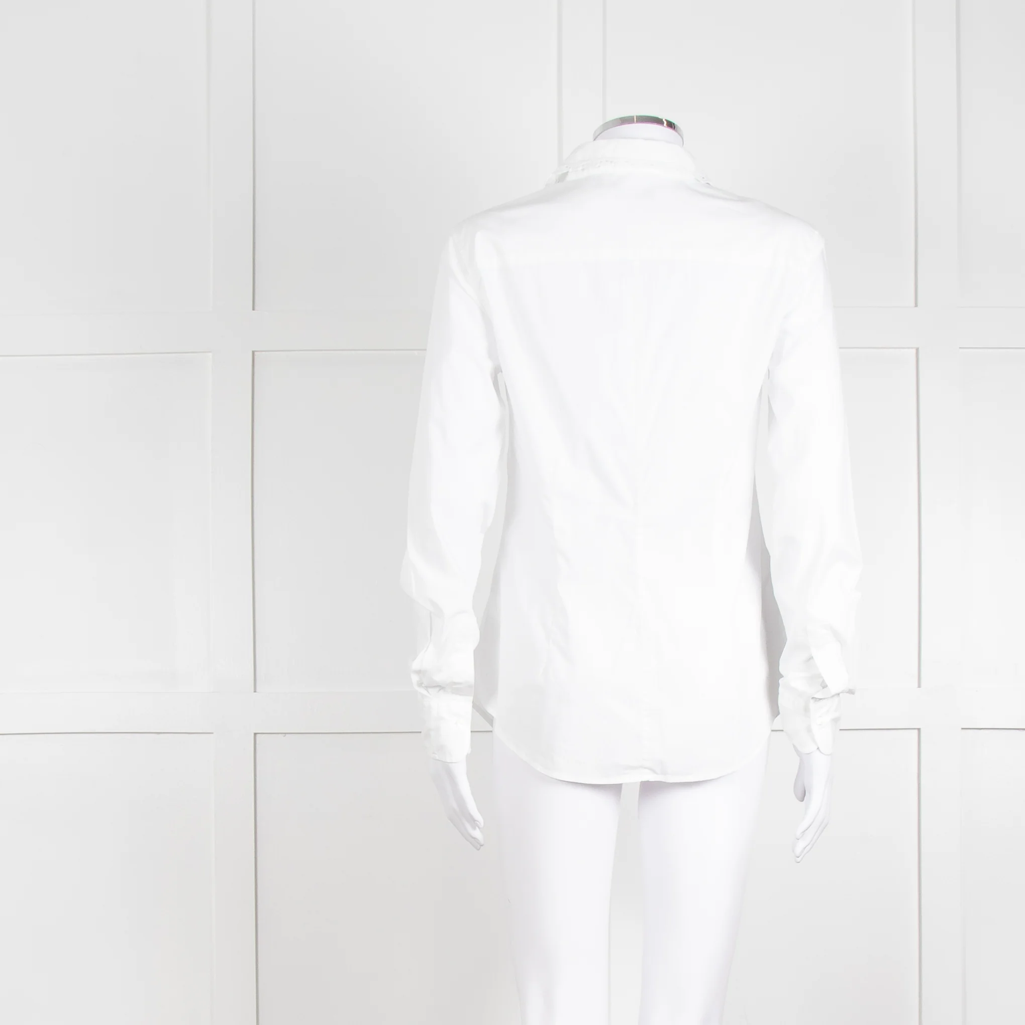 0039 Italy White Cotton Lace Trim Collar Shirt - Image 5
