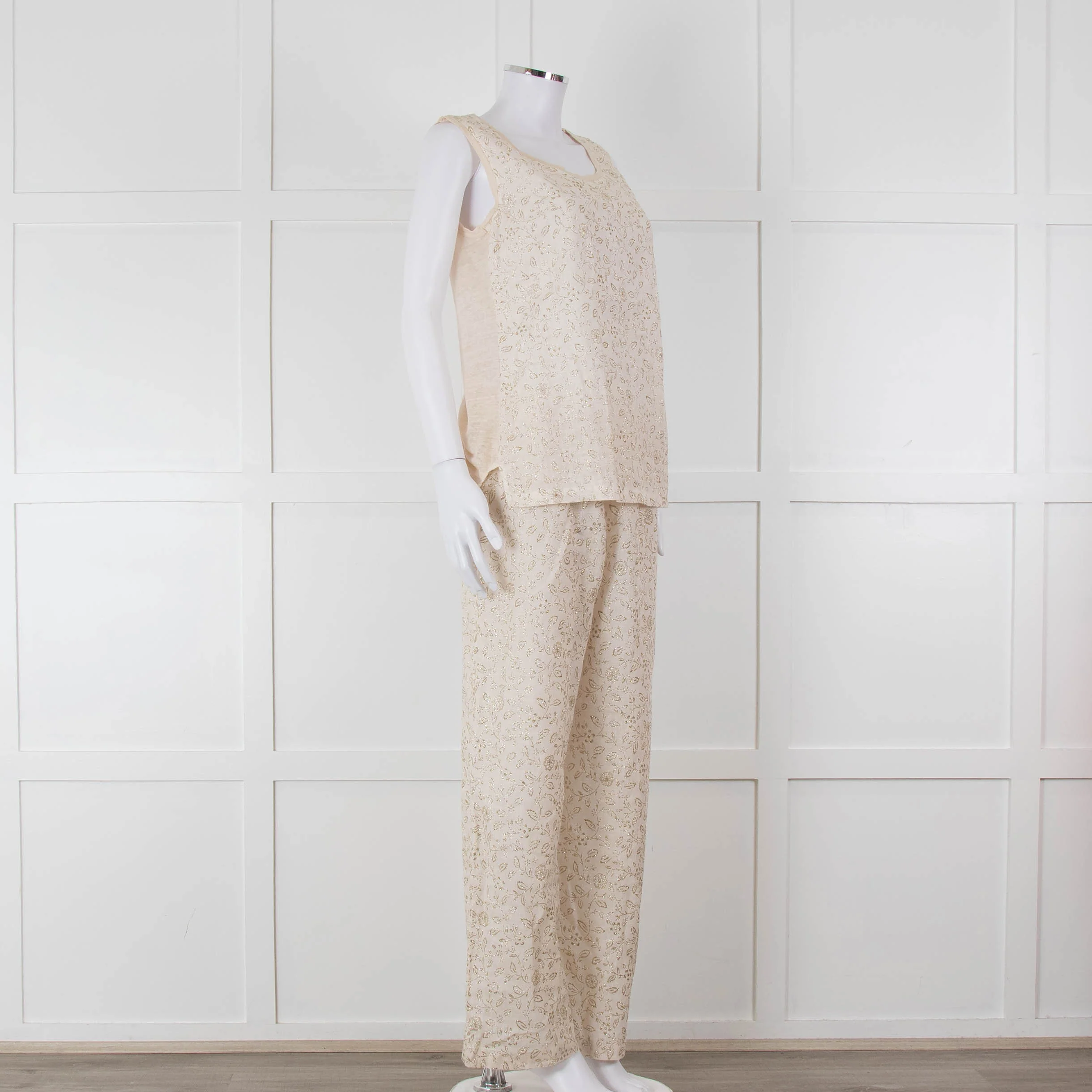 120% Lino Cream Gold Linen Trousers - Image 3