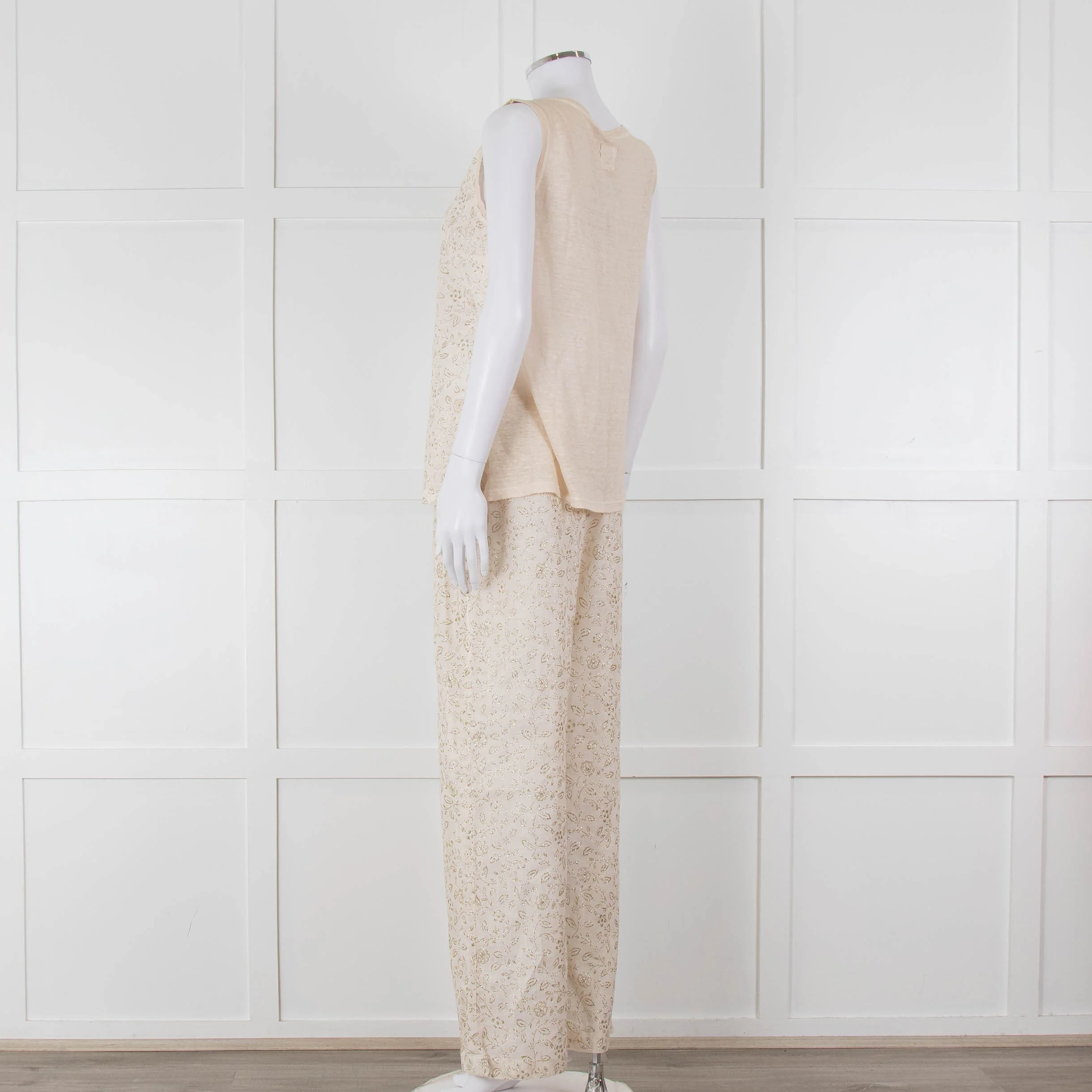 120% Lino Cream Gold Linen Trousers - Image 8