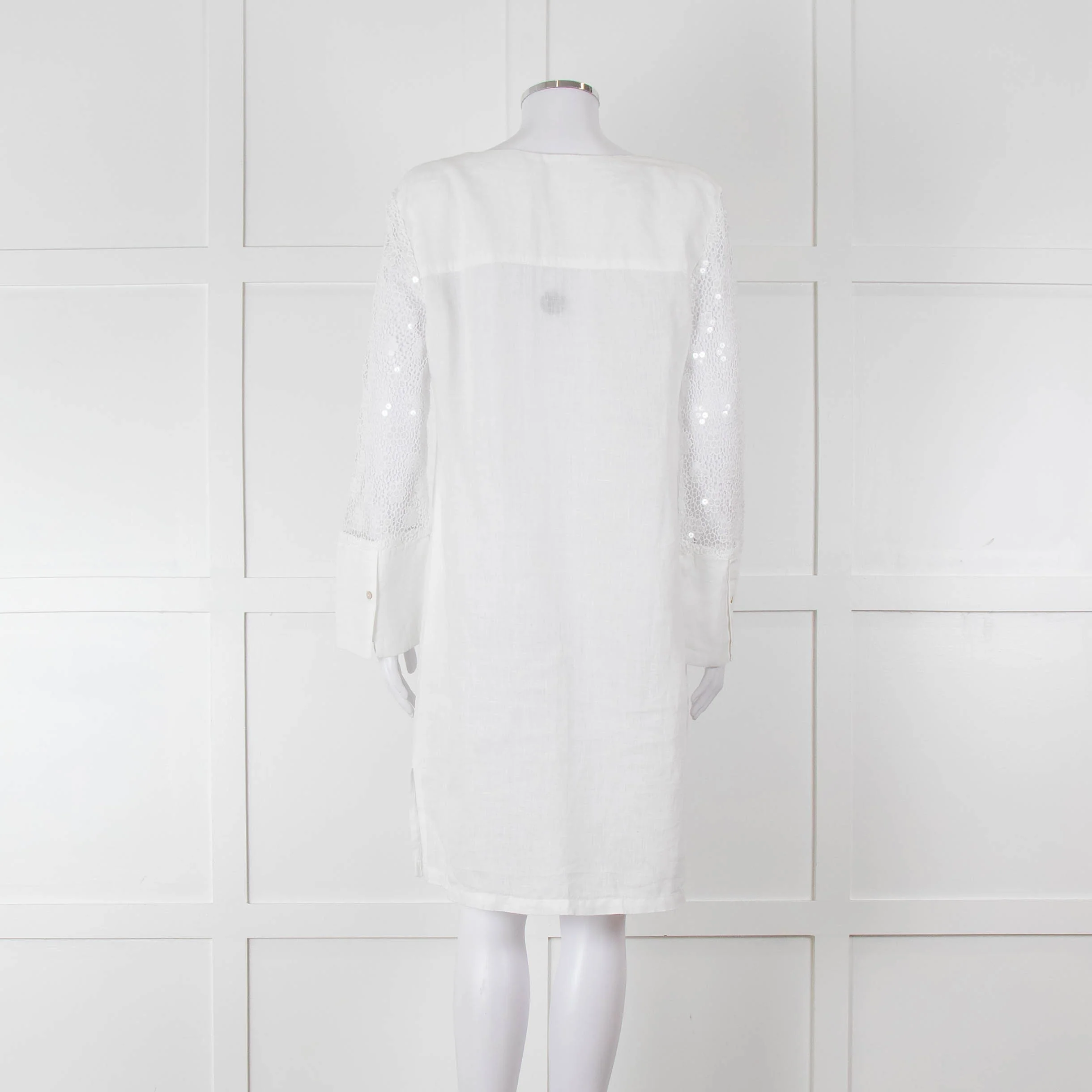 120% White Lace Sleeve Linen Tunic - Image 5
