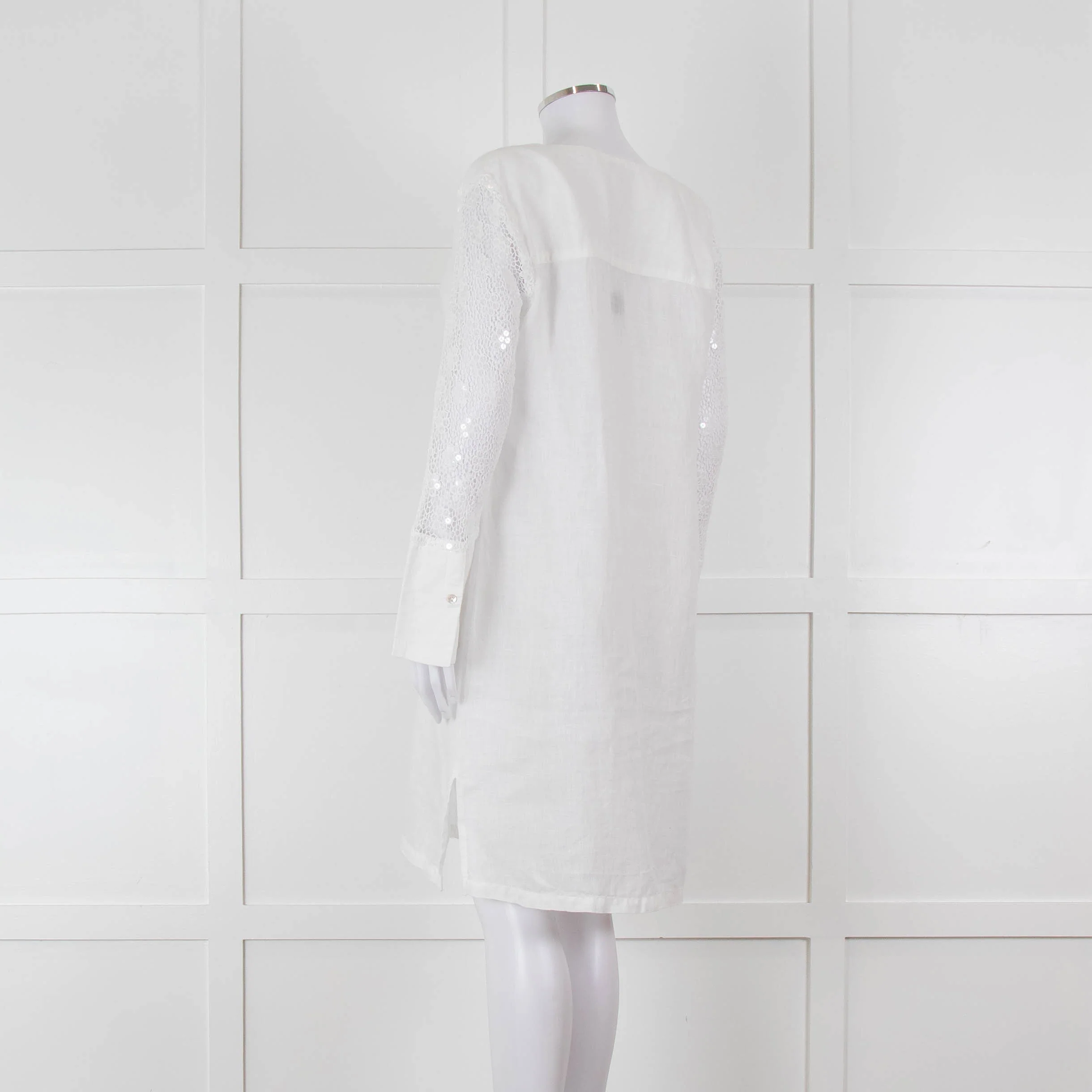 120% White Lace Sleeve Linen Tunic - Image 6
