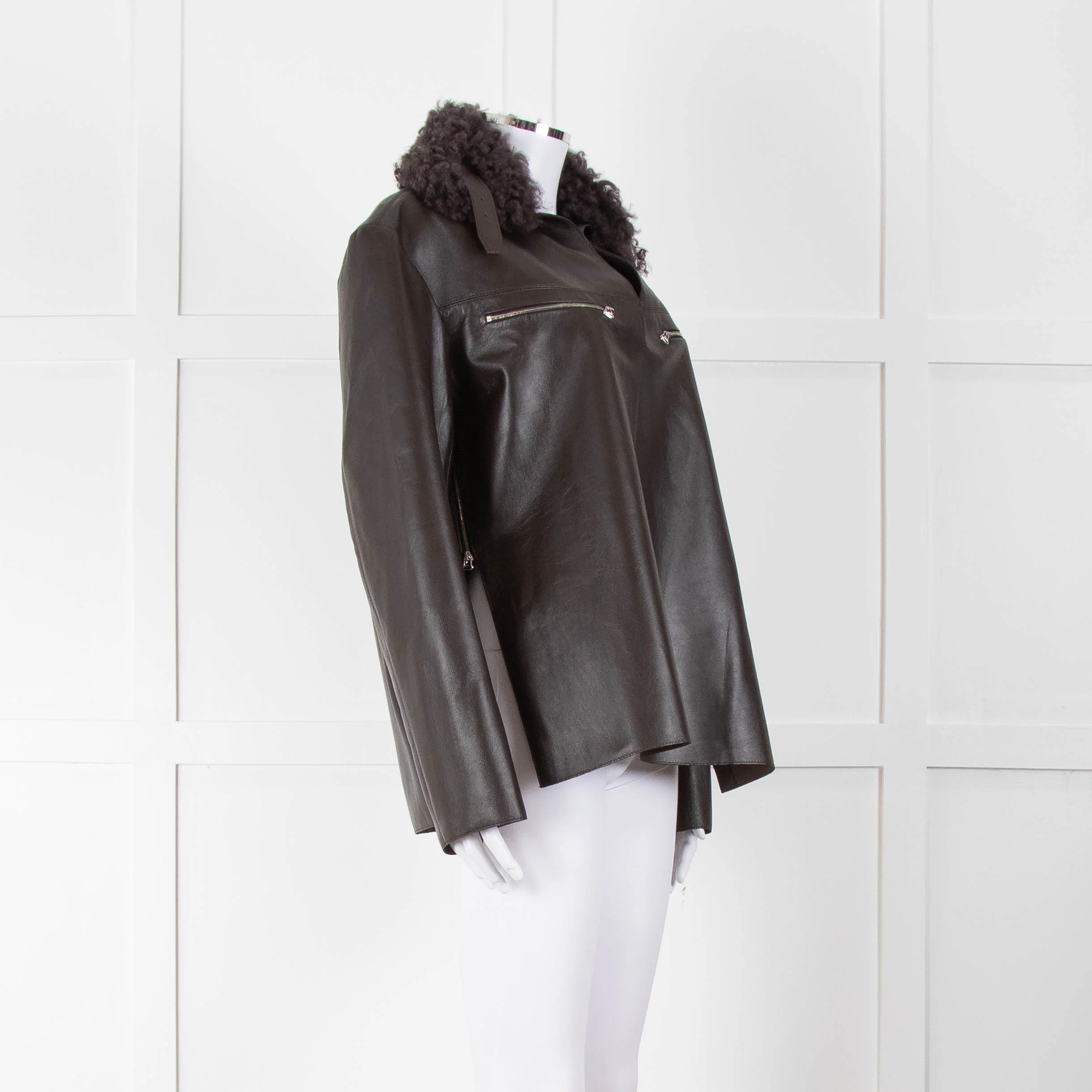 16Arlington Brown Leather Fur Collar Sabine Top - Image 2