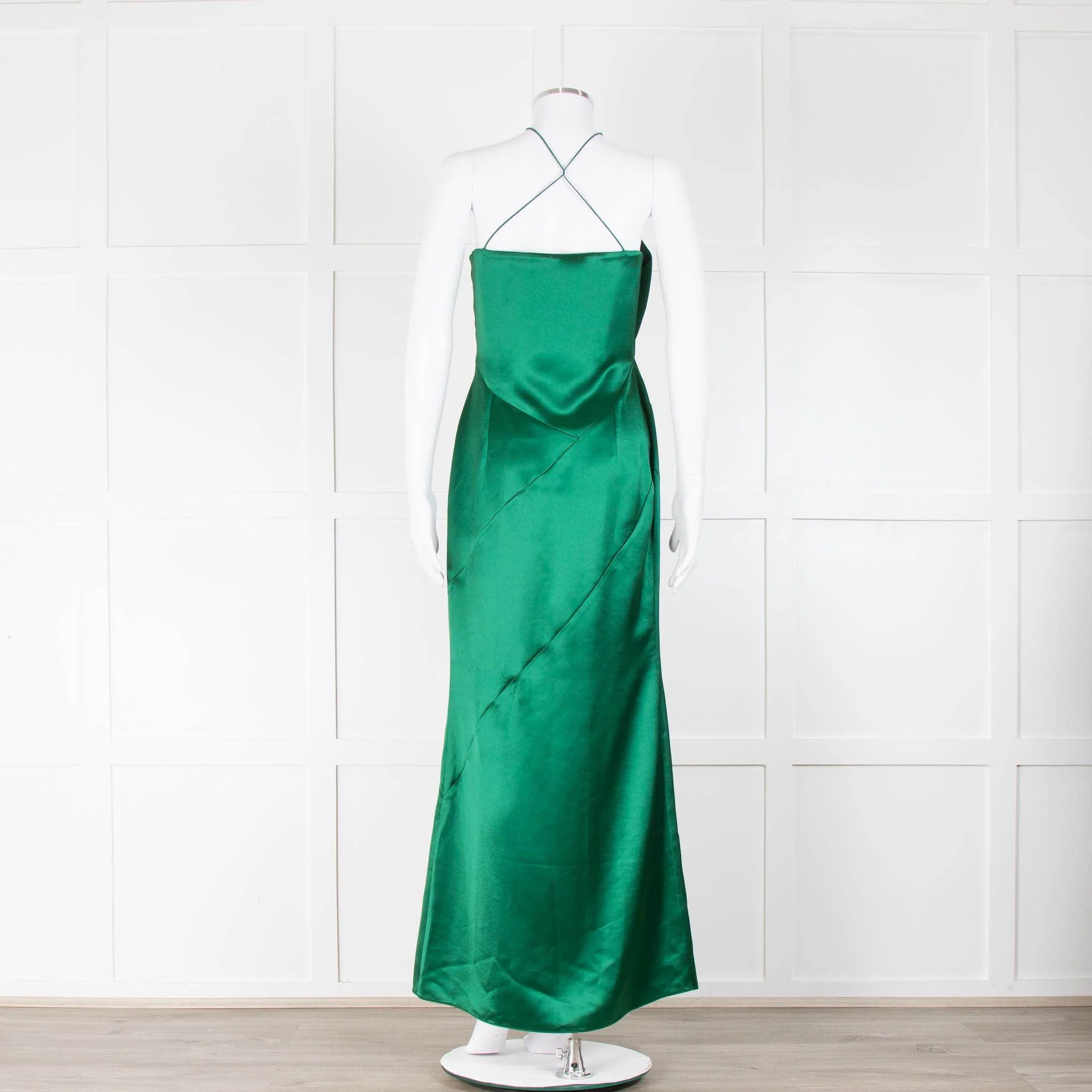 16Arlington Green Satin Corset Sleeveless Evening Dress - Image 4