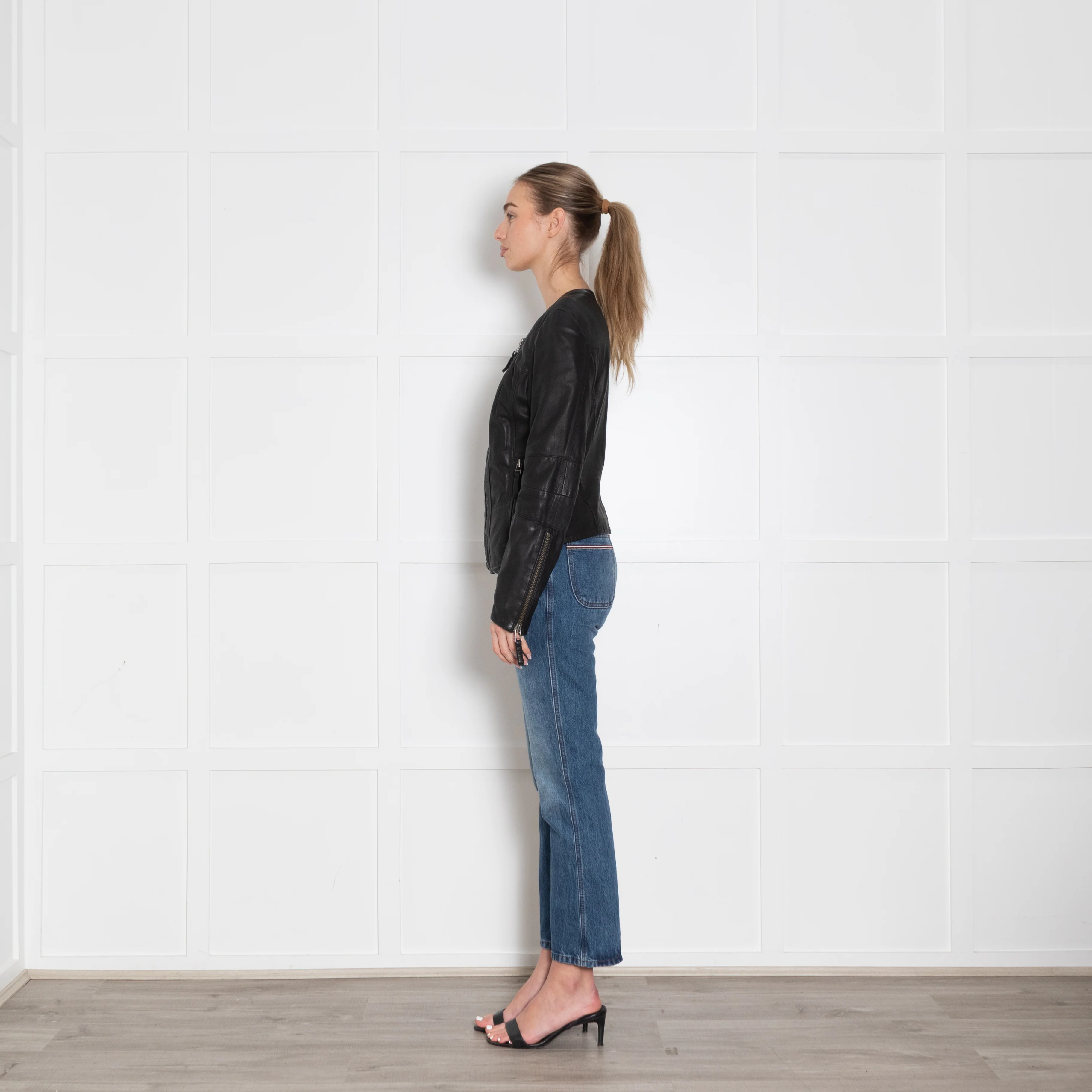 2ND DAY Black Leather Biker Jacket - Image 4