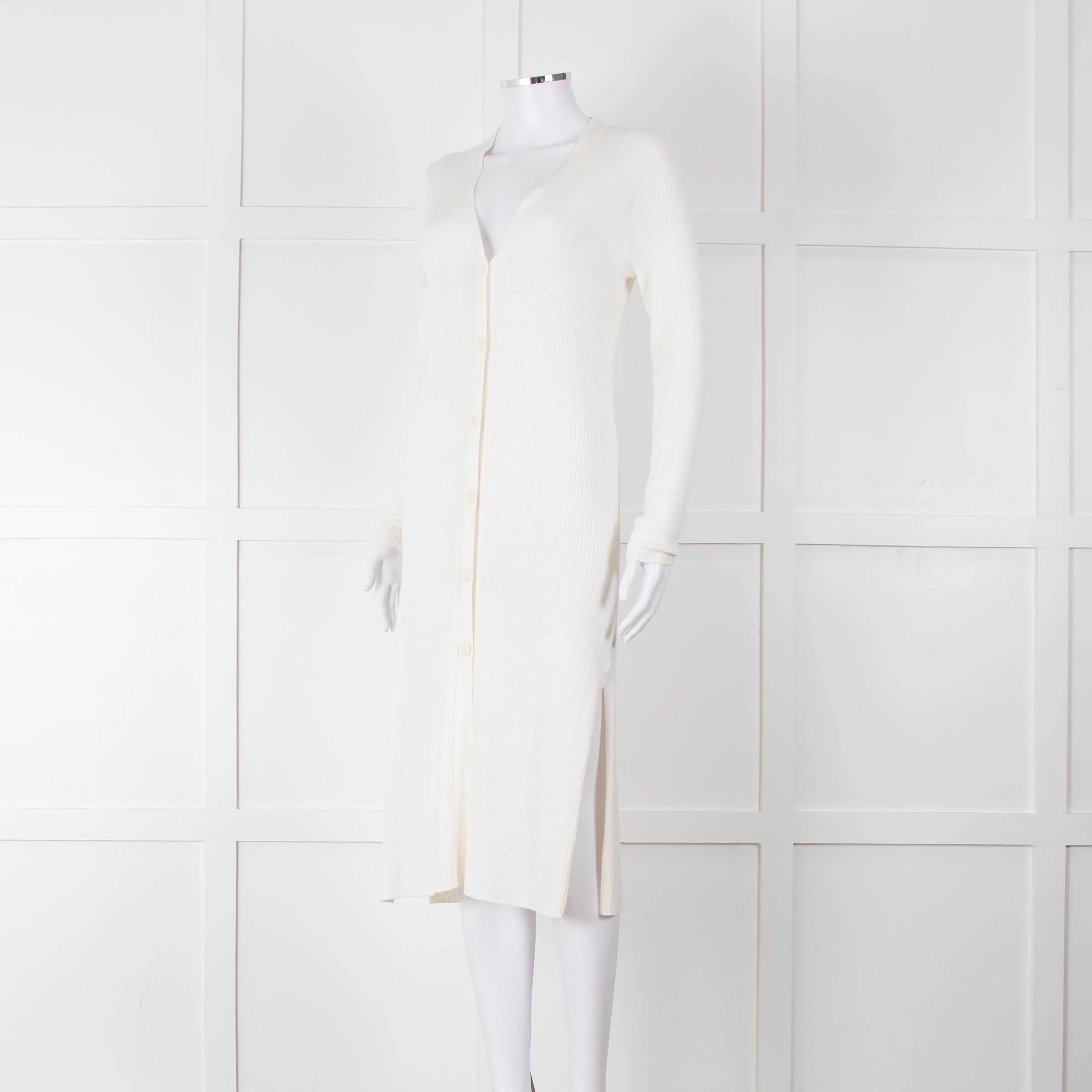 360 Cashmere Cream Long Cardigan With Buttons - Image 8
