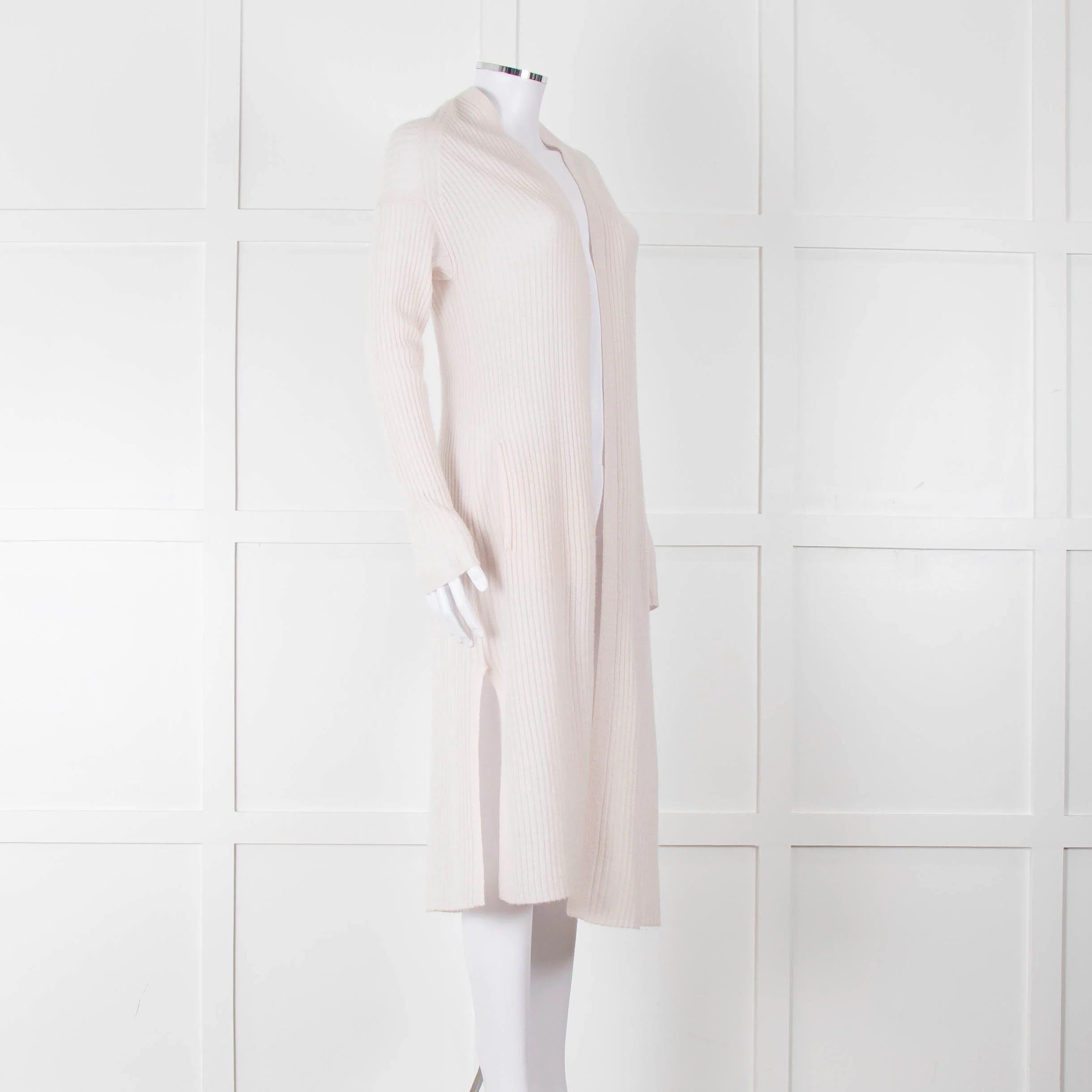 360 Cashmere Cream Long Line Ribbed Cardigan - Image 2