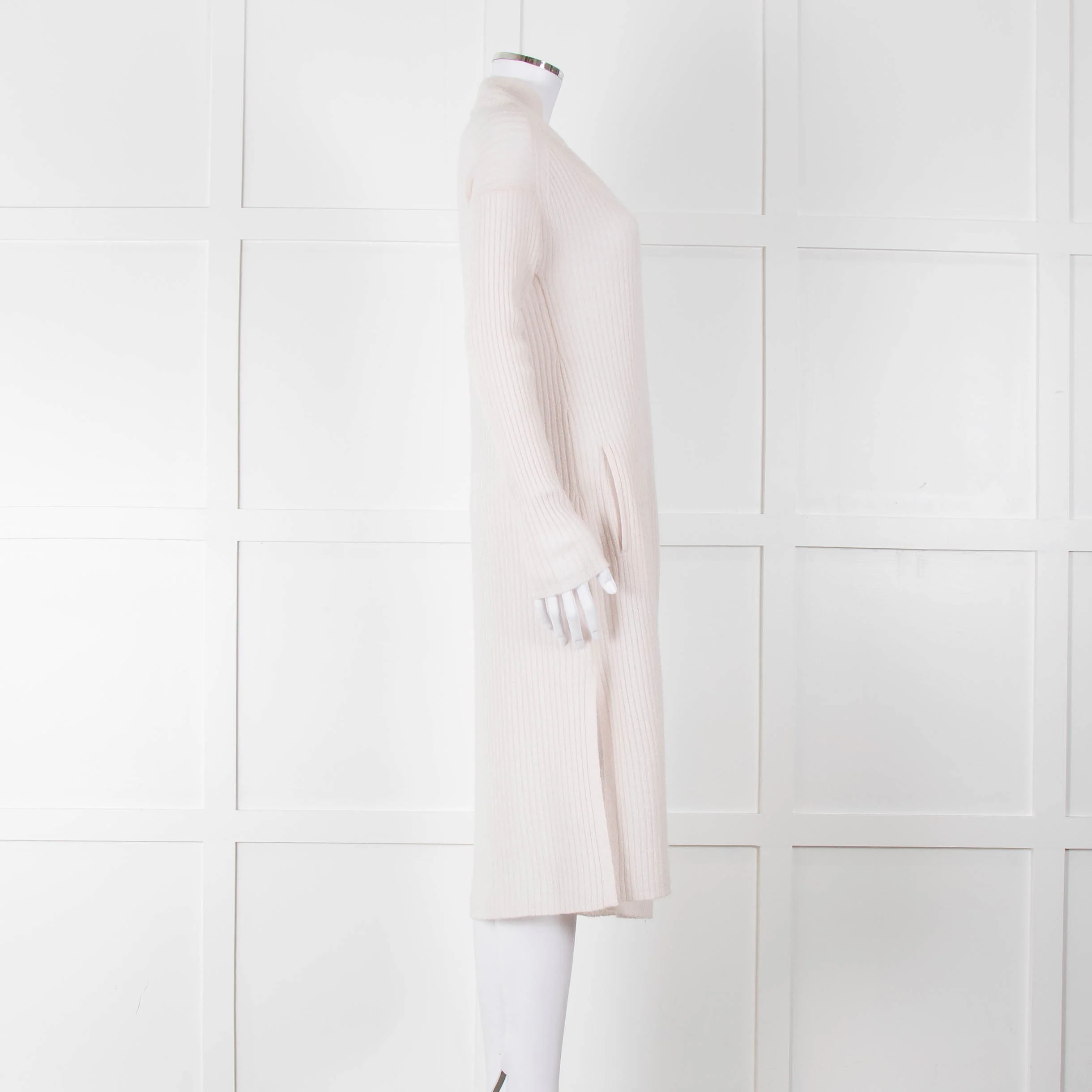 360 Cashmere Cream Long Line Ribbed Cardigan - Image 3