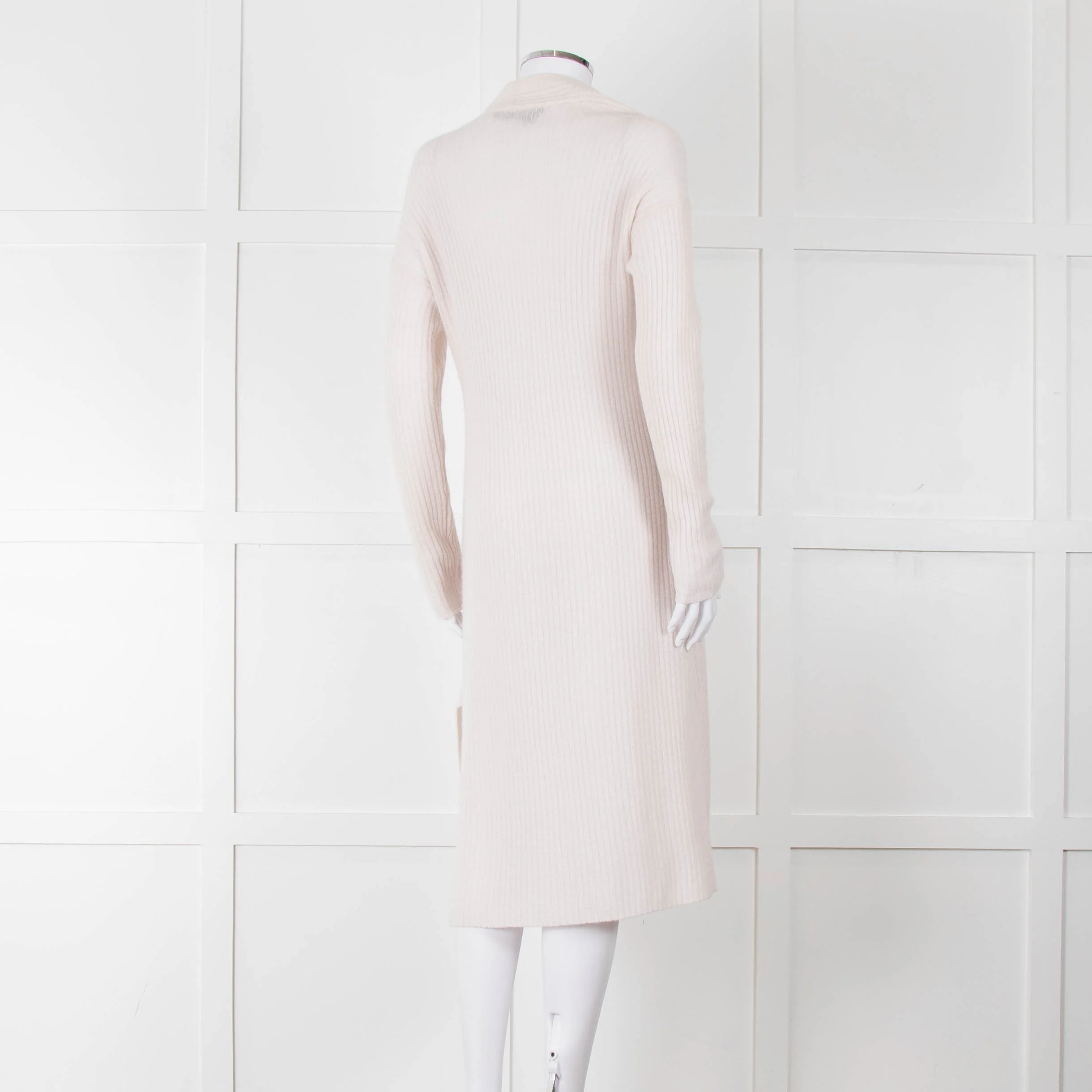 360 Cashmere Cream Long Line Ribbed Cardigan - Image 4