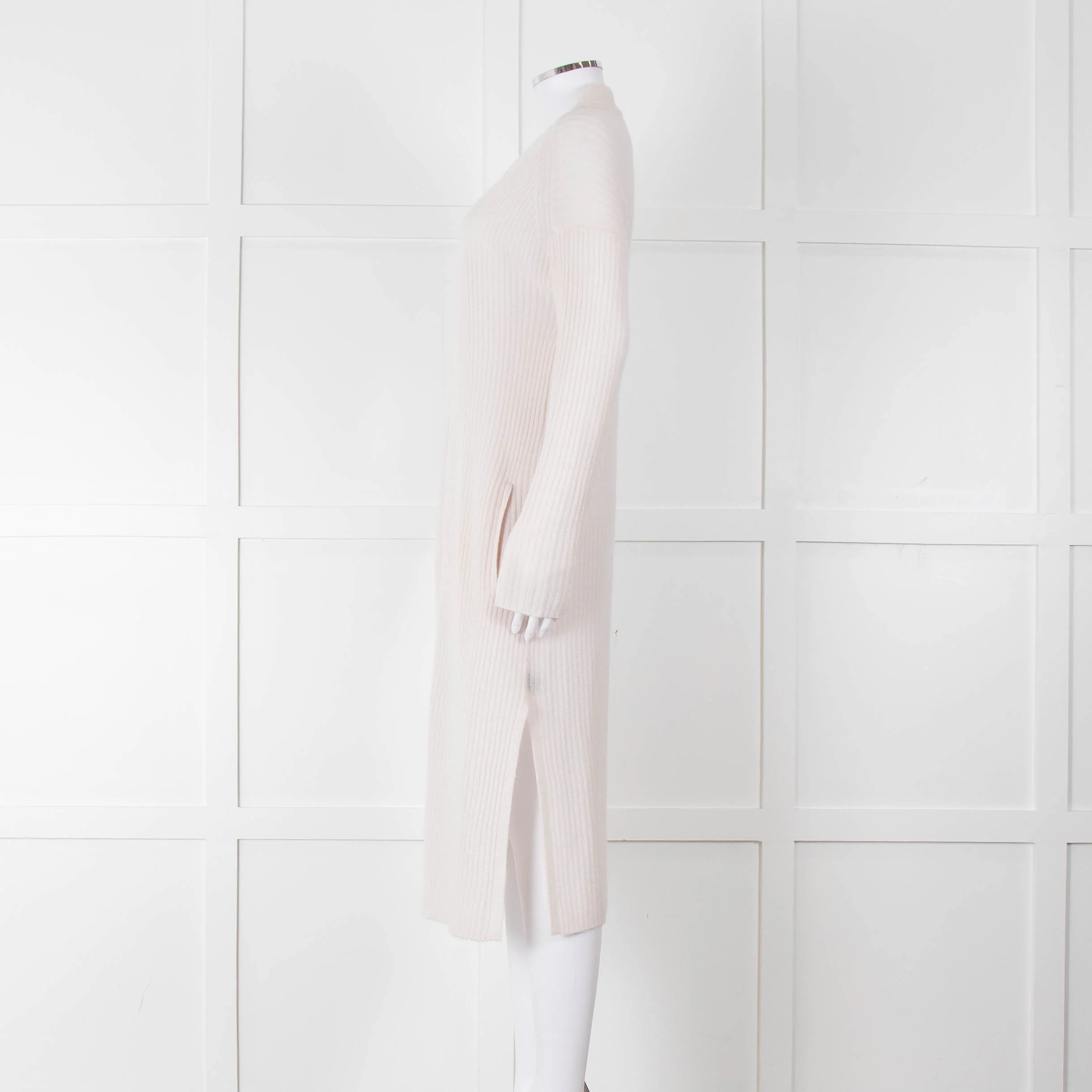 360 Cashmere Cream Long Line Ribbed Cardigan - Image 7