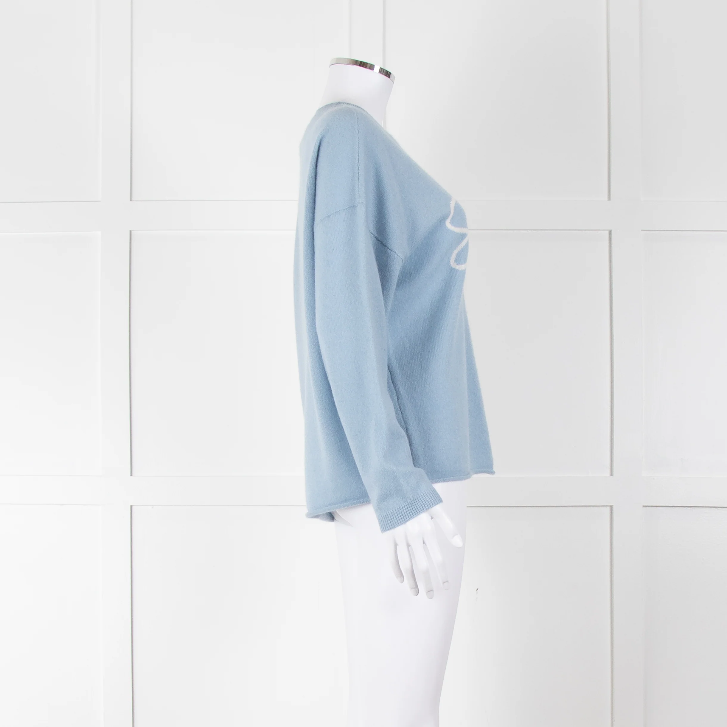 360 Cashmere Pale Blue Cashmere Jumper With 'Sunshine' Logo - Image 3