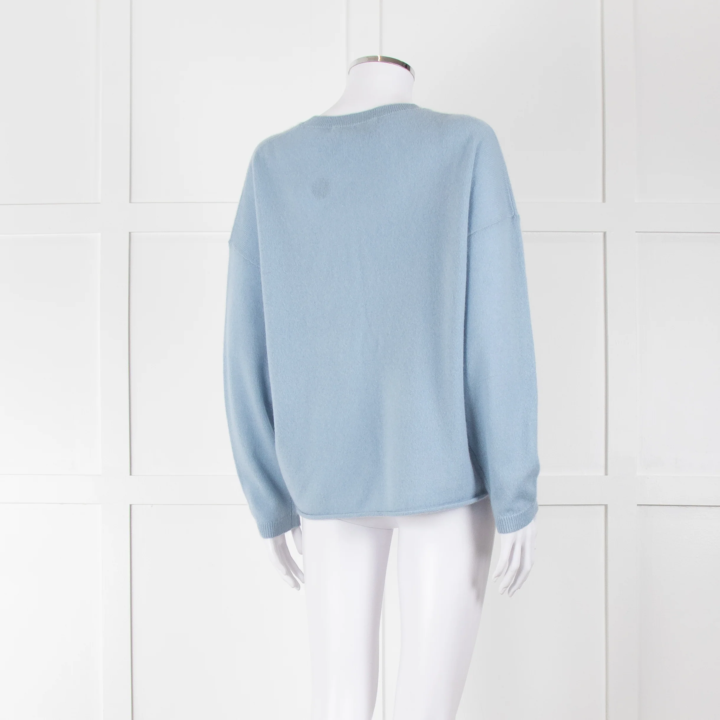 360 Cashmere Pale Blue Cashmere Jumper With 'Sunshine' Logo - Image 4