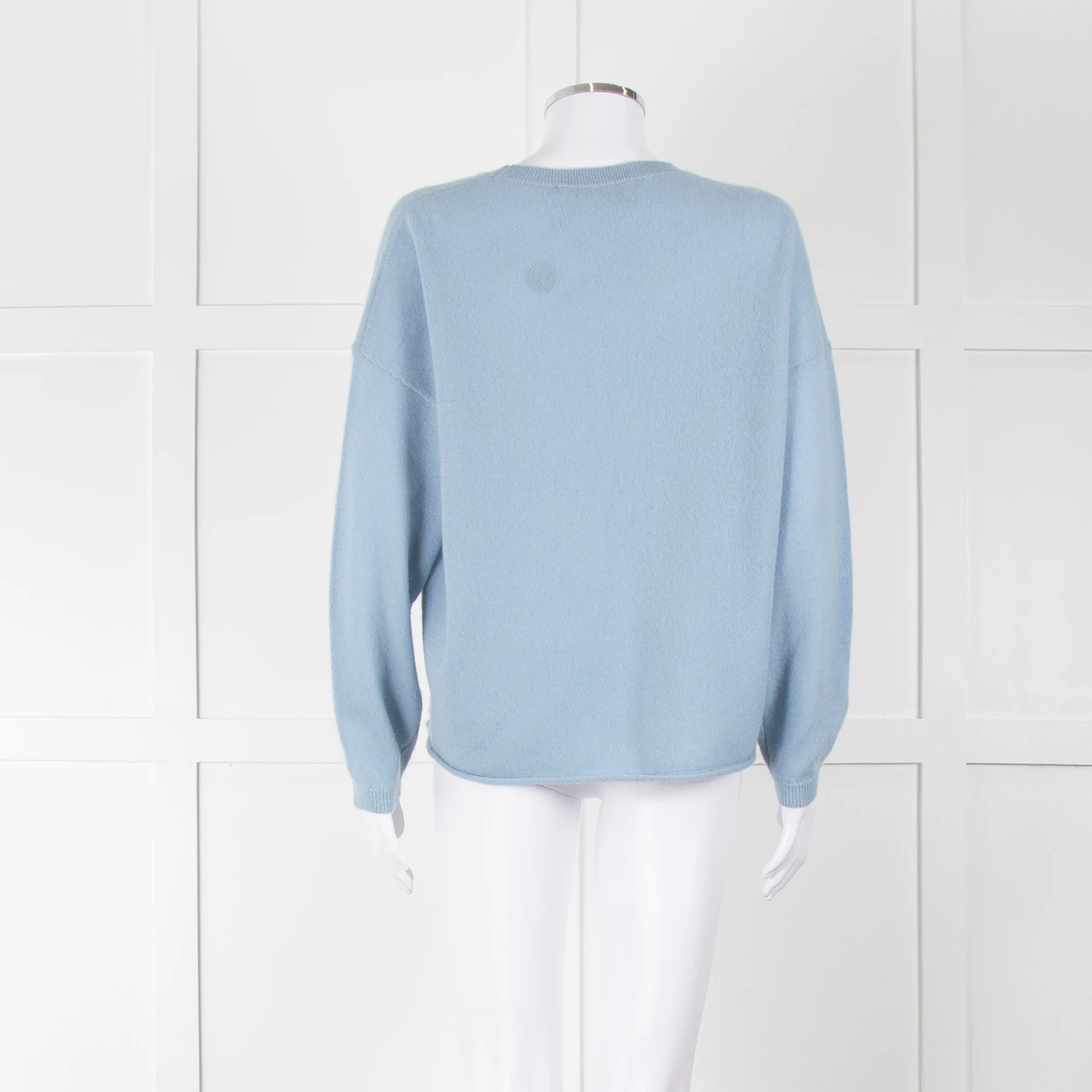 360 Cashmere Pale Blue Cashmere Jumper With 'Sunshine' Logo - Image 5