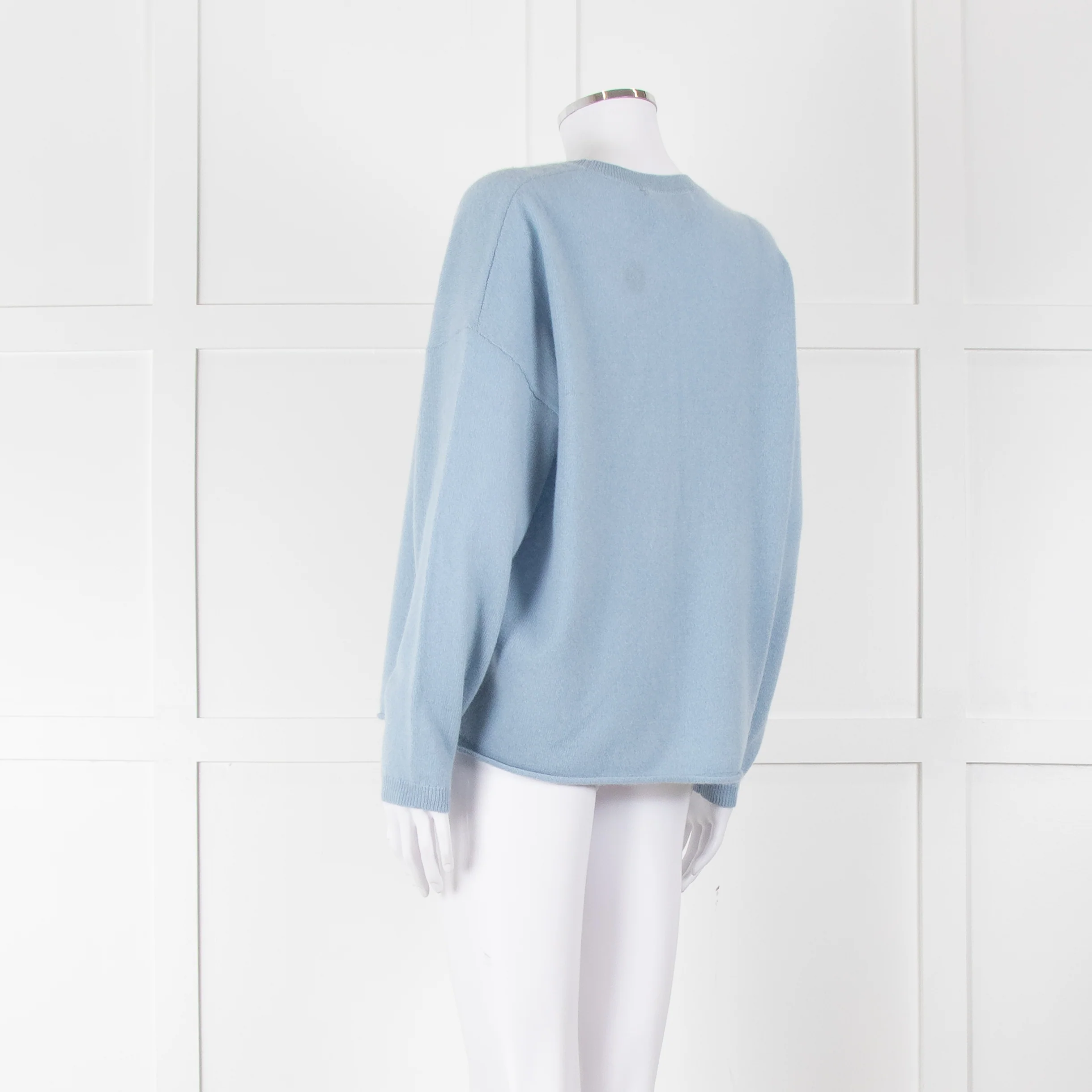 360 Cashmere Pale Blue Cashmere Jumper With 'Sunshine' Logo - Image 6