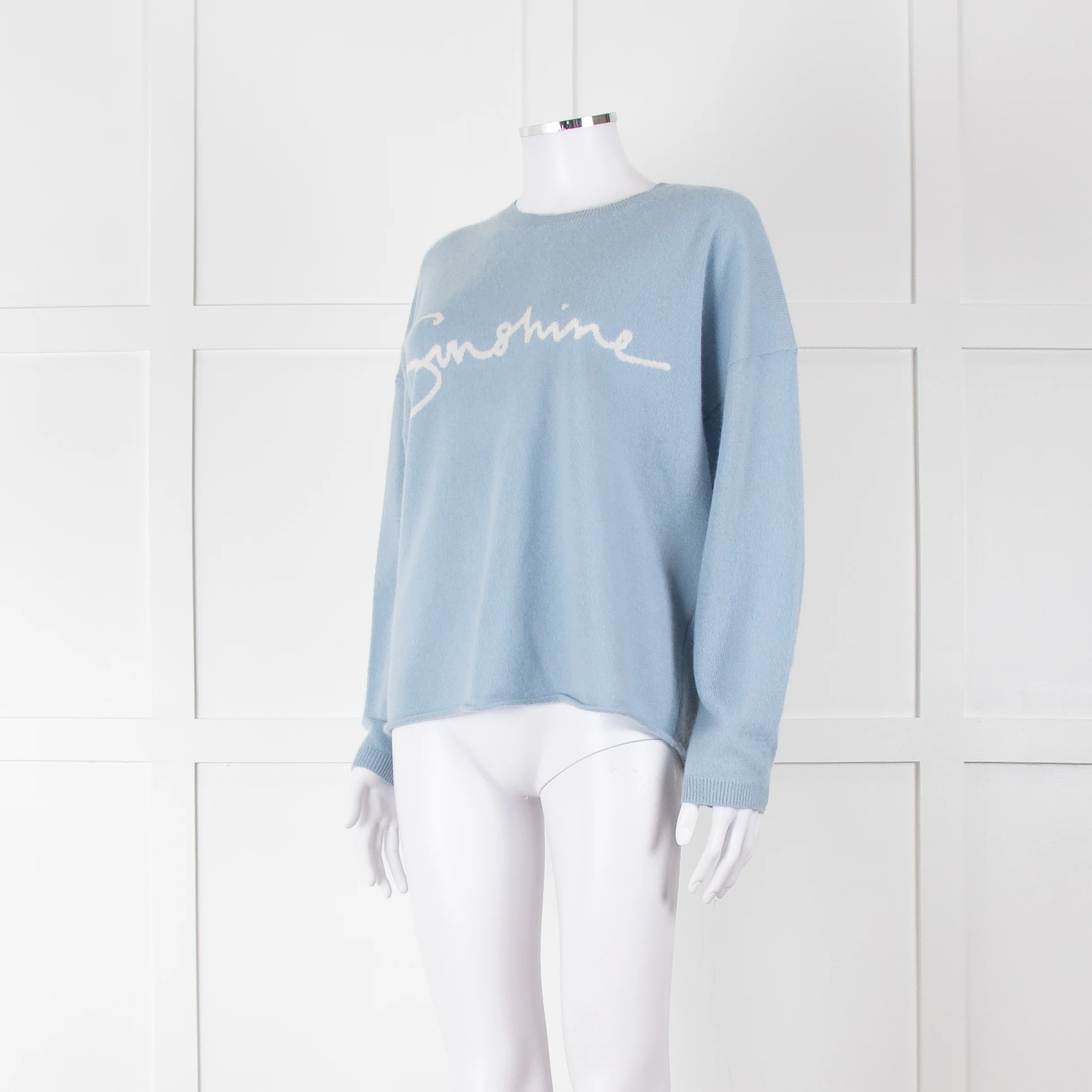 360 Cashmere Pale Blue Cashmere Jumper With 'Sunshine' Logo - Image 8