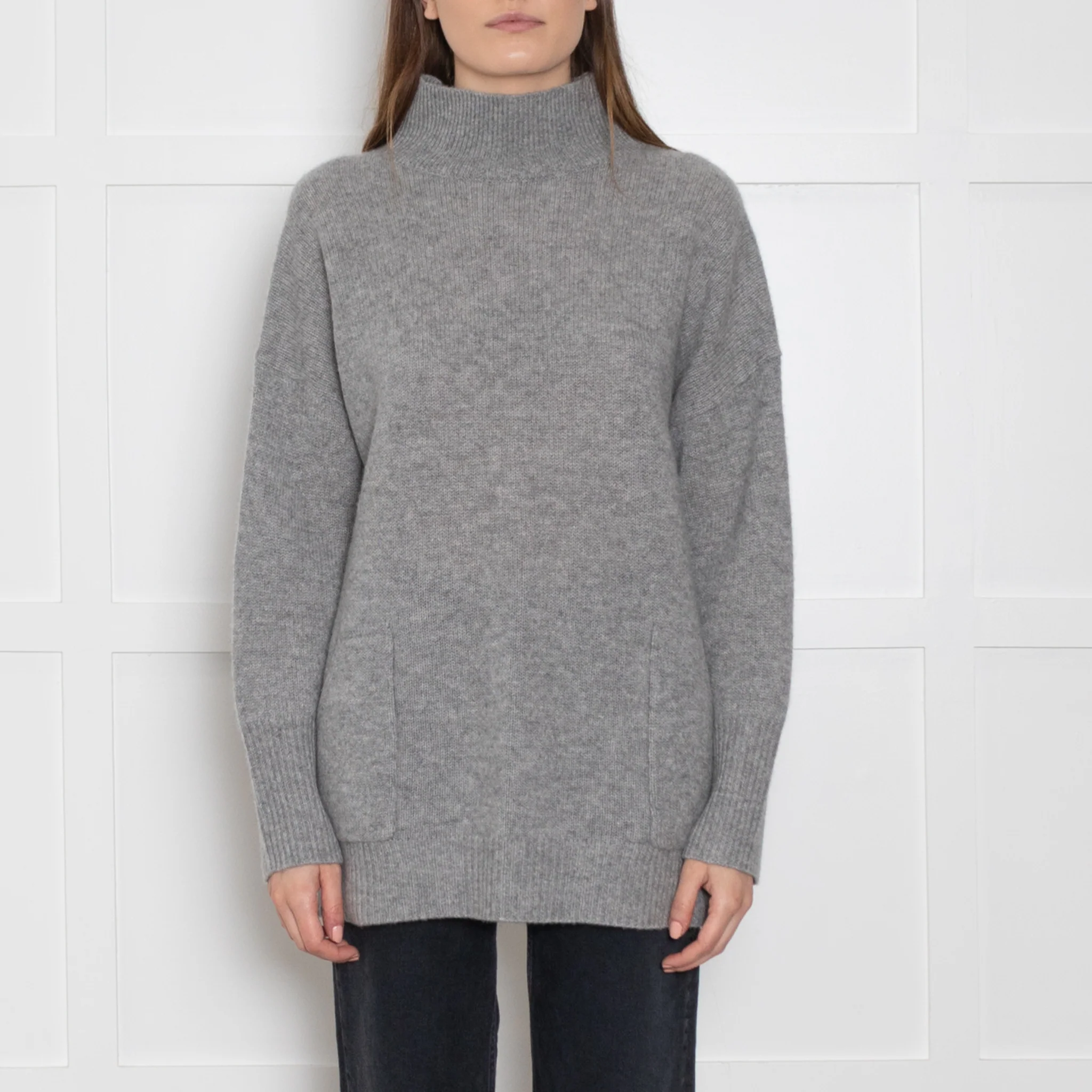 360 Grey Cashmere Jumper With Front Pockets - Image 2