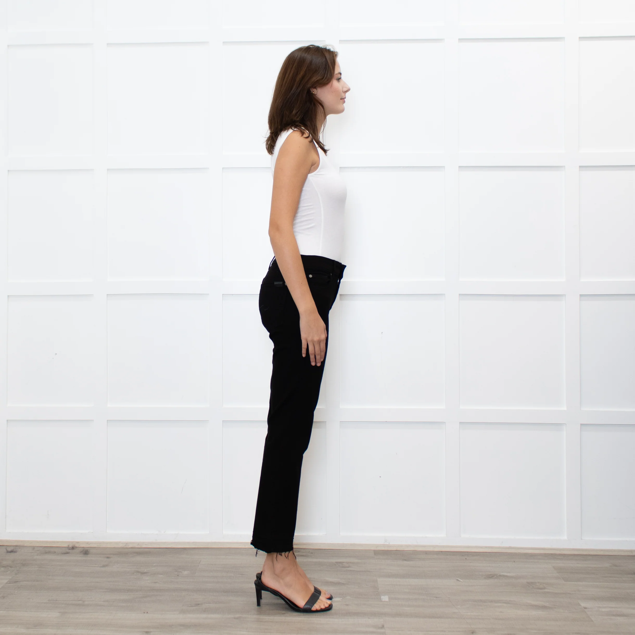 7 For All Mankind Black Crop Fray Hem Jeans - Image 6