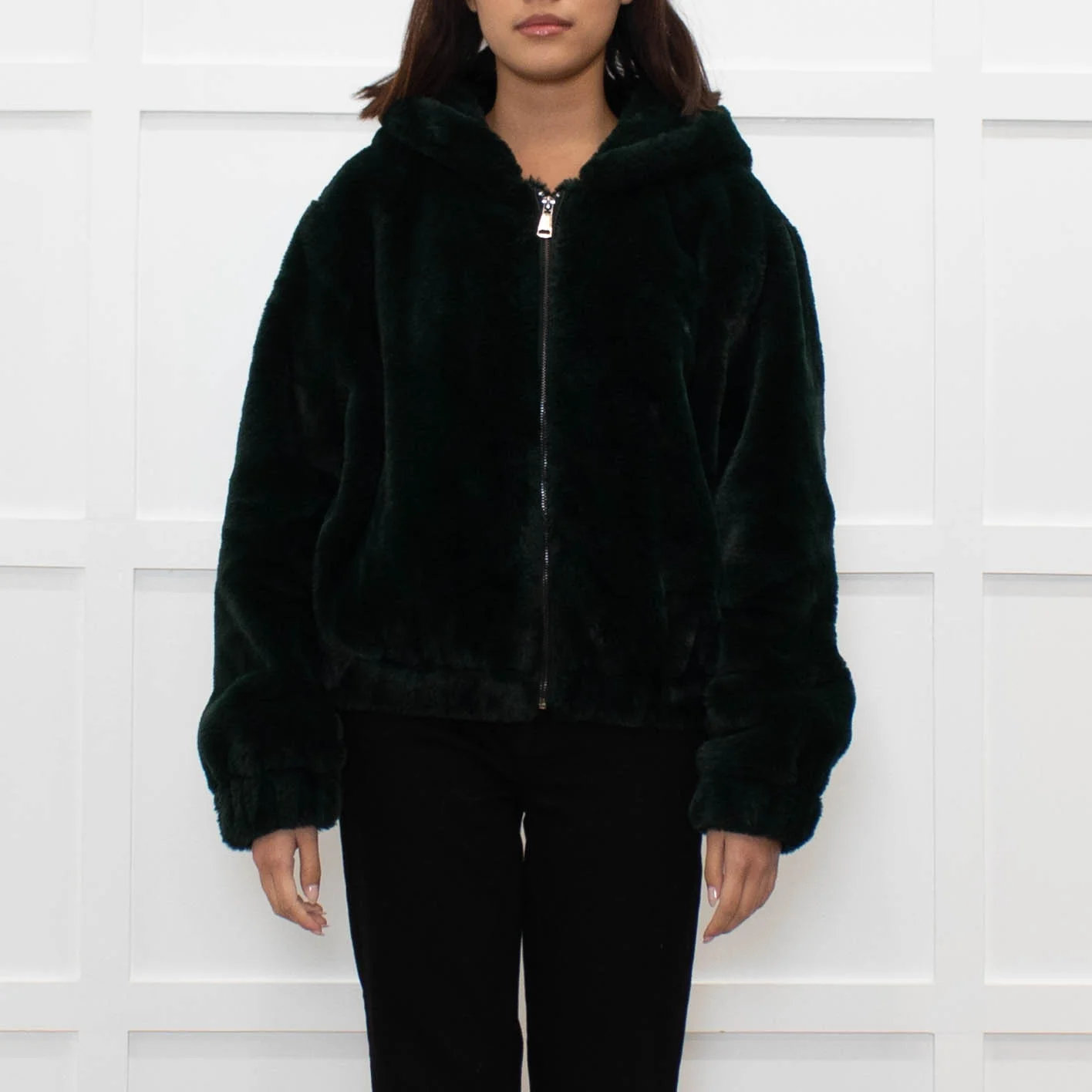 7 For All Mankind Green Faux Fur Jacket - Image 2