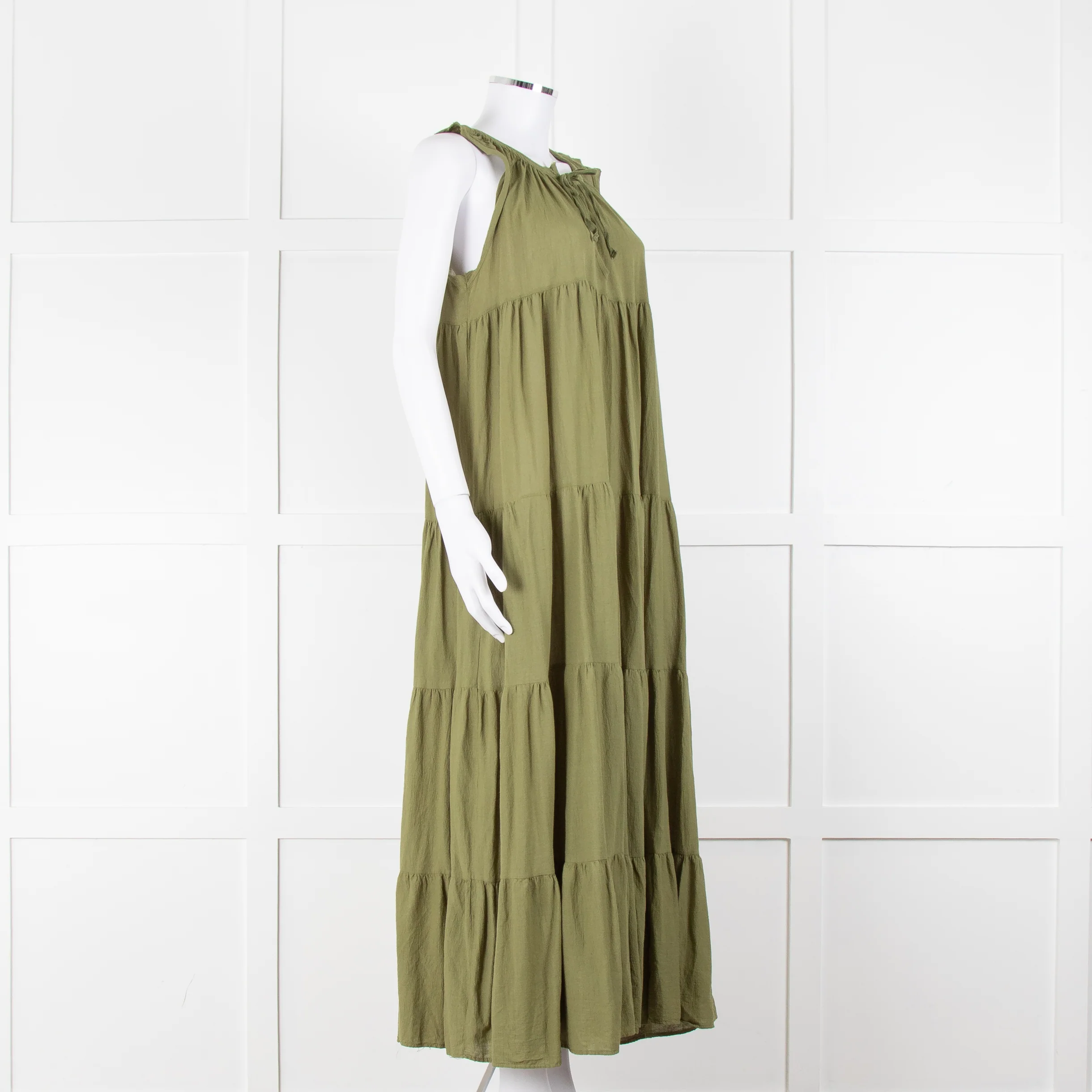 9seed Resort Green Cotton Tiered Maxi Dress - Image 2
