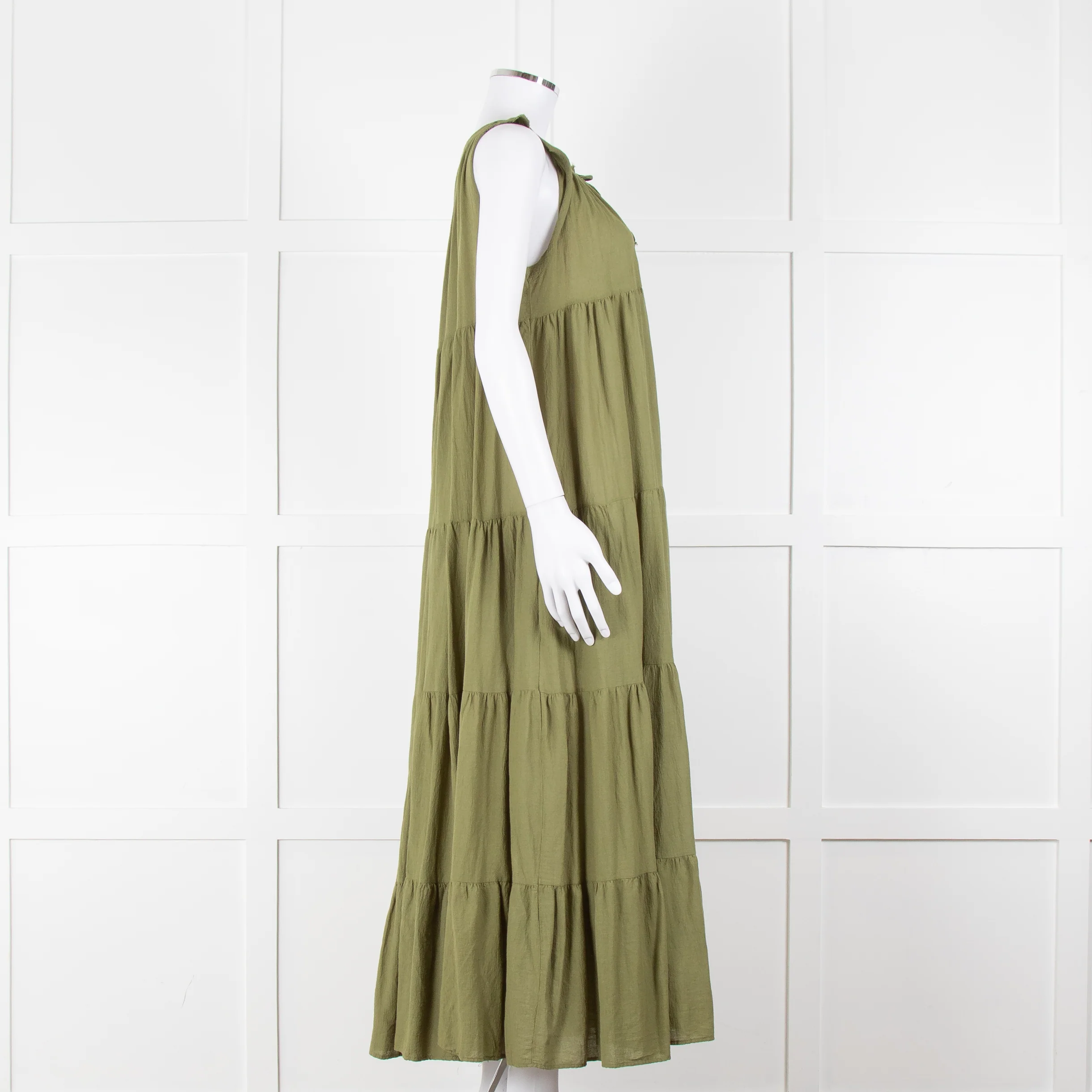 9seed Resort Green Cotton Tiered Maxi Dress - Image 3