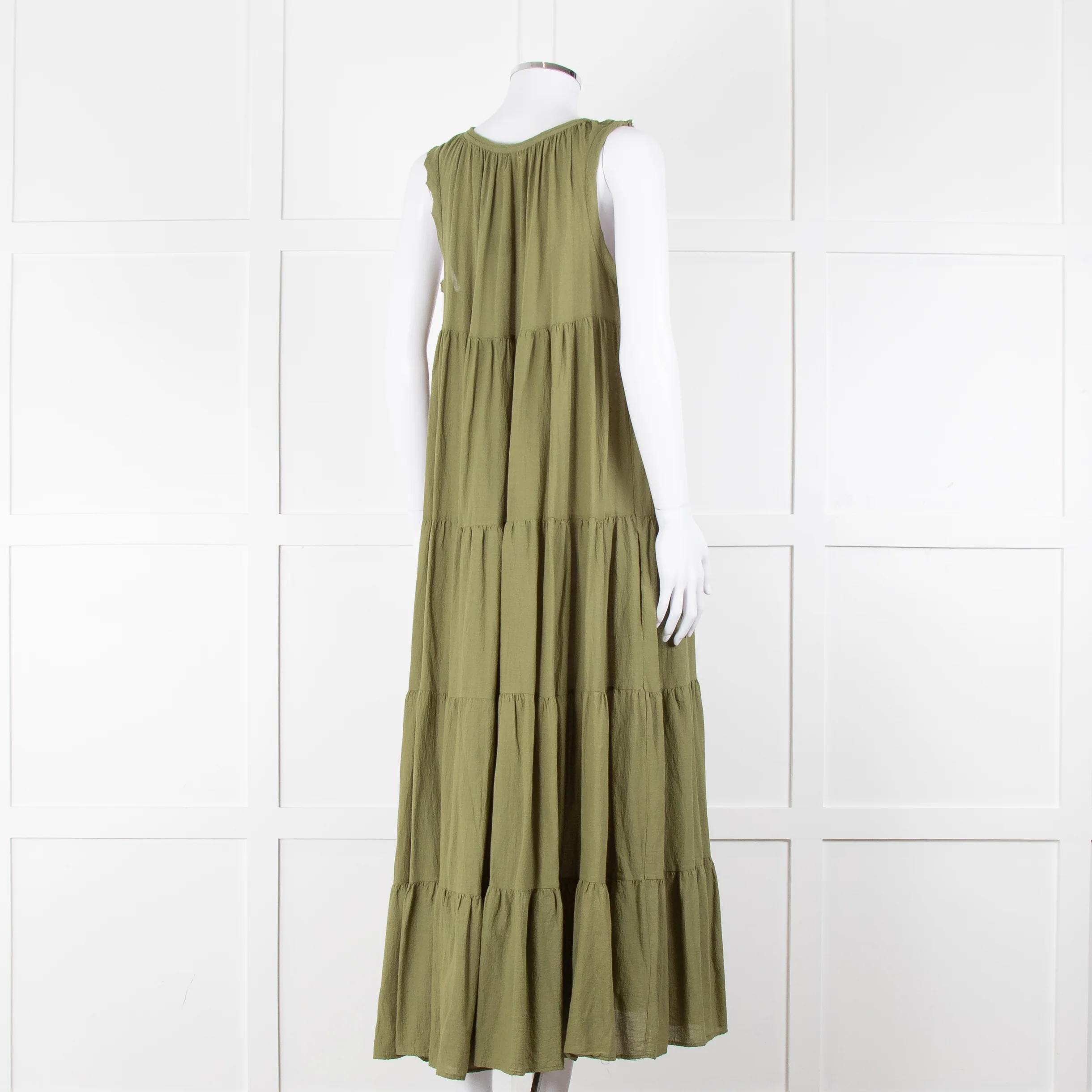 9seed Resort Green Cotton Tiered Maxi Dress - Image 4