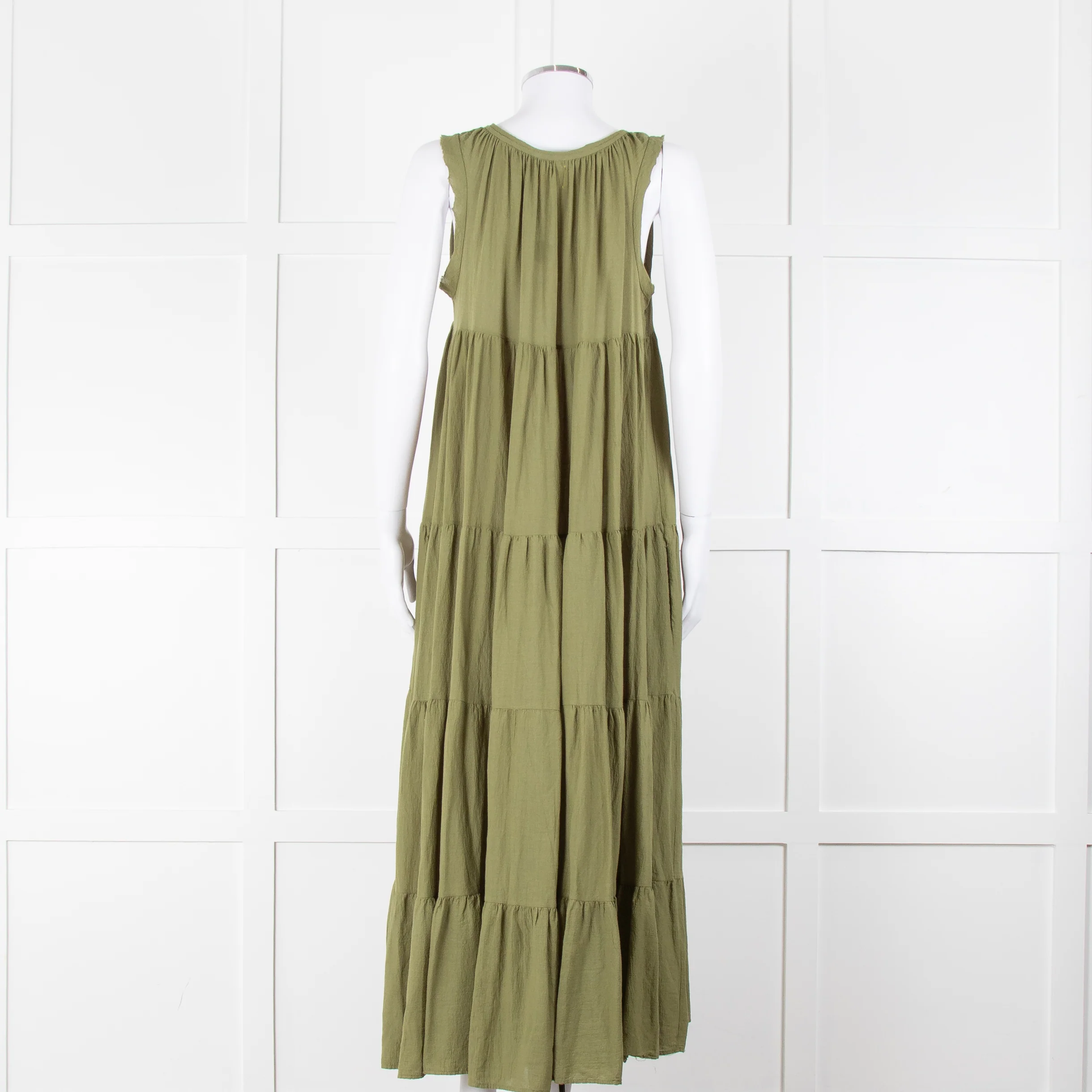 9seed Resort Green Cotton Tiered Maxi Dress - Image 5