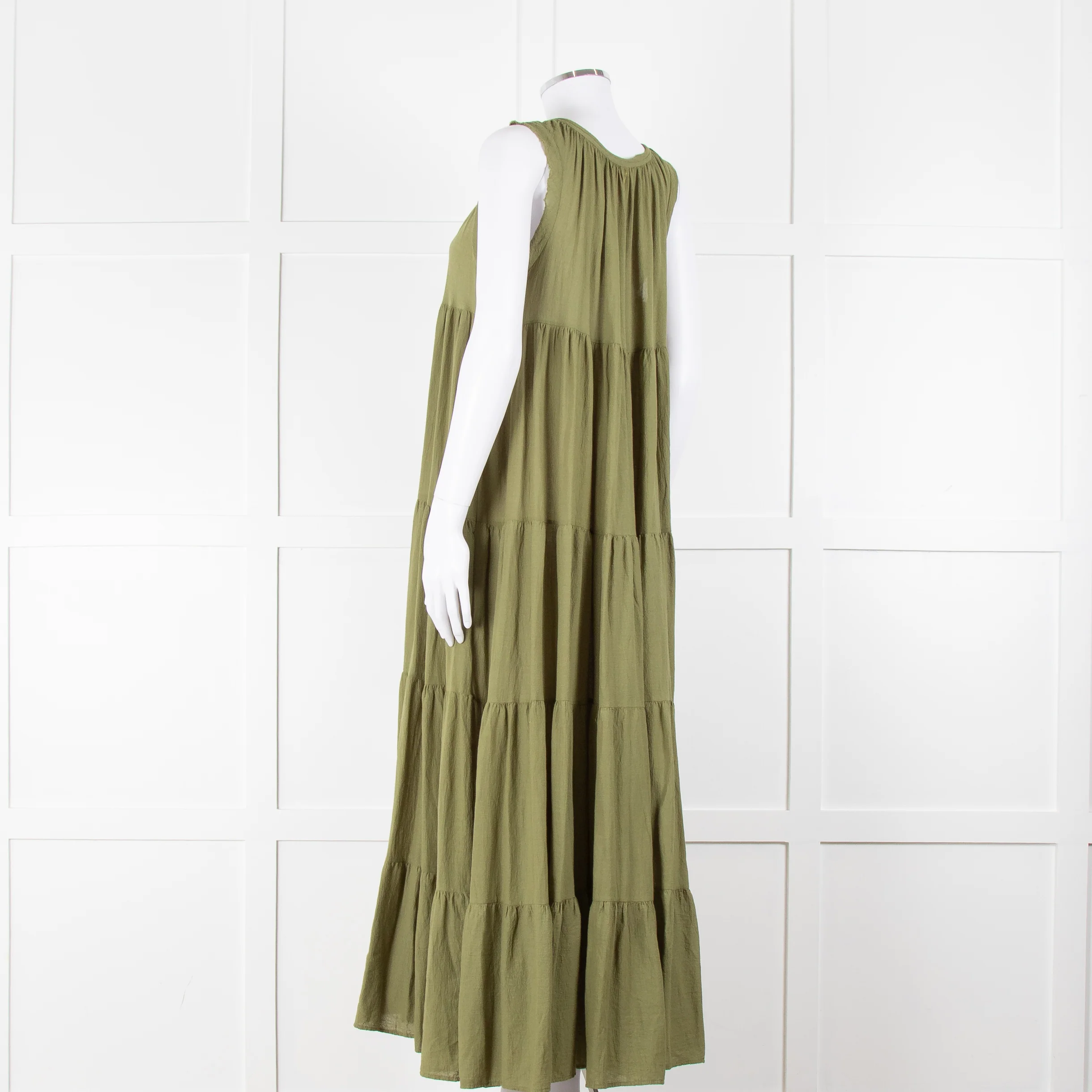 9seed Resort Green Cotton Tiered Maxi Dress - Image 6