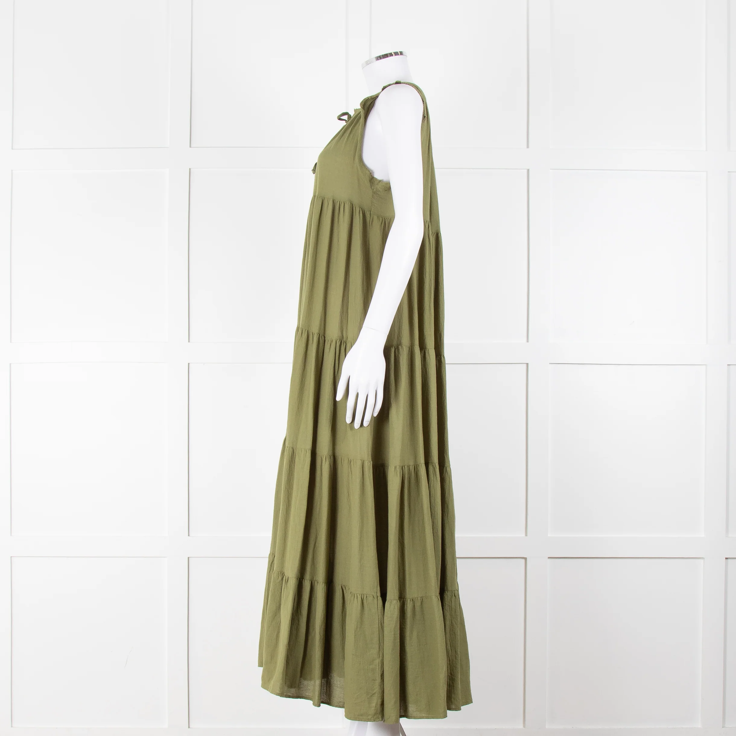 9seed Resort Green Cotton Tiered Maxi Dress - Image 7