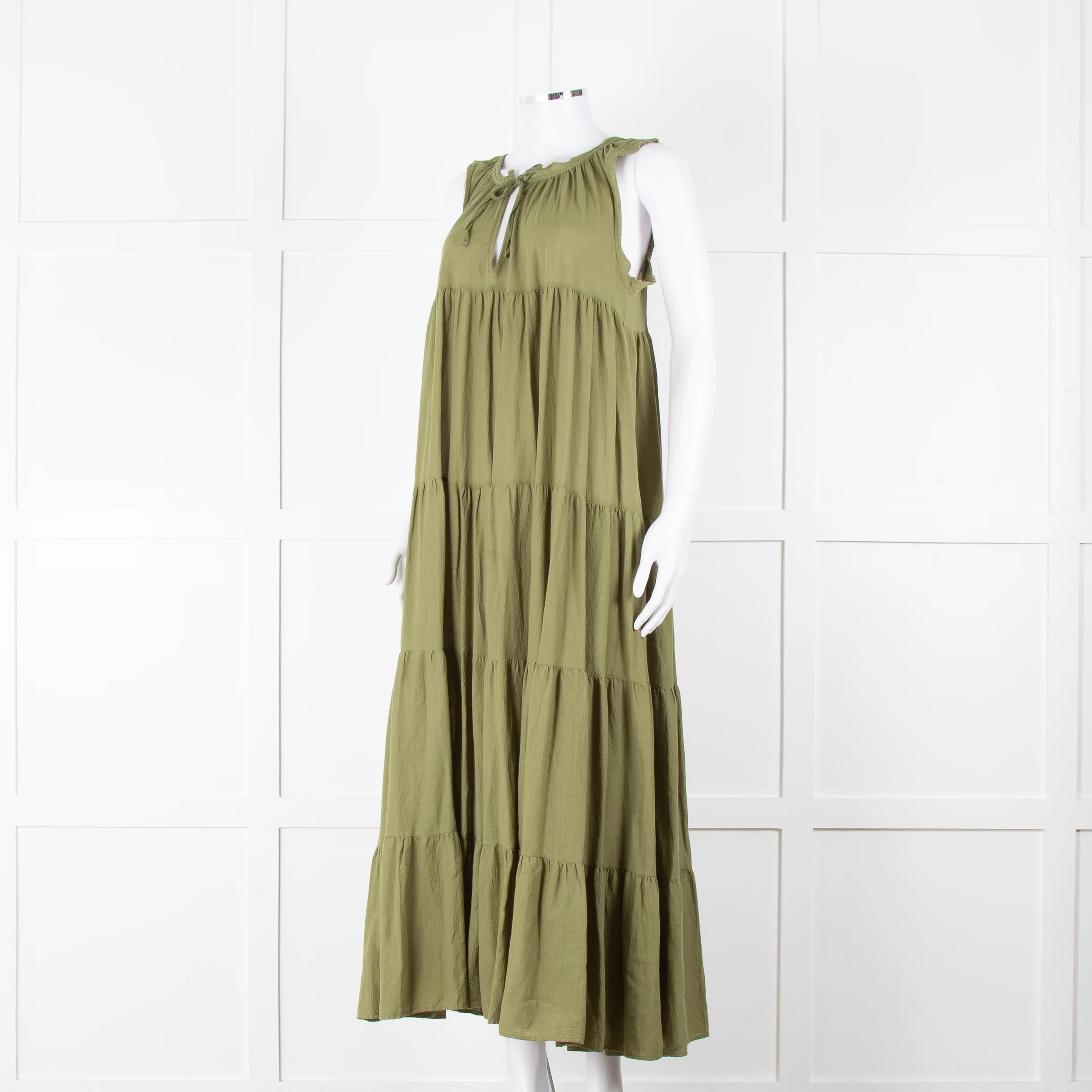 9seed Resort Green Cotton Tiered Maxi Dress - Image 8