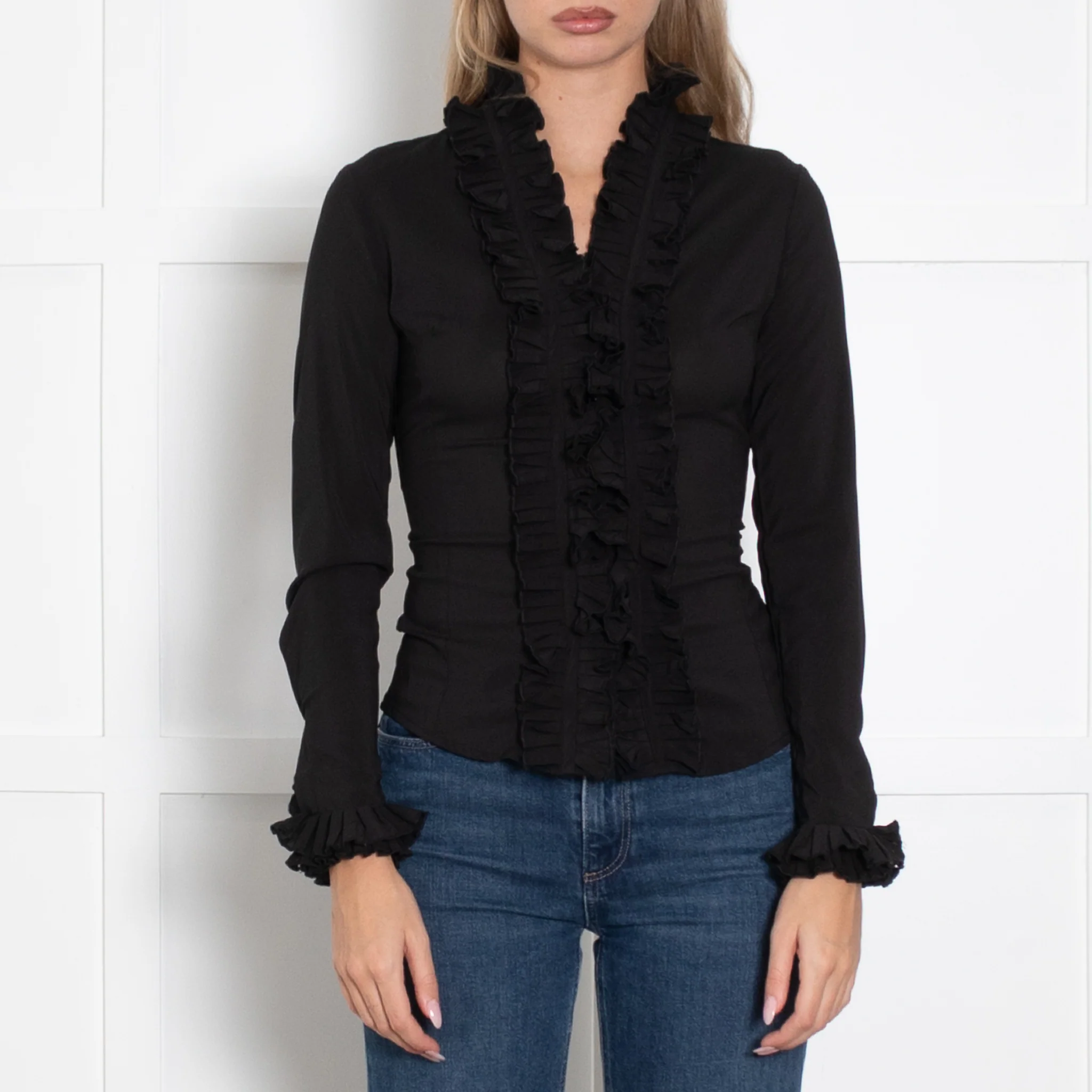 Aavelle Black Ruffle Blouse - Image 2