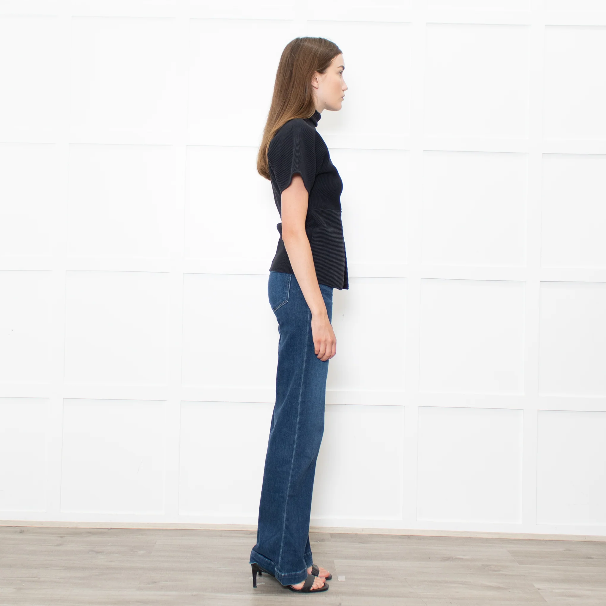 Acne Navy Ribbed Cotton Fitted Top - Image 6