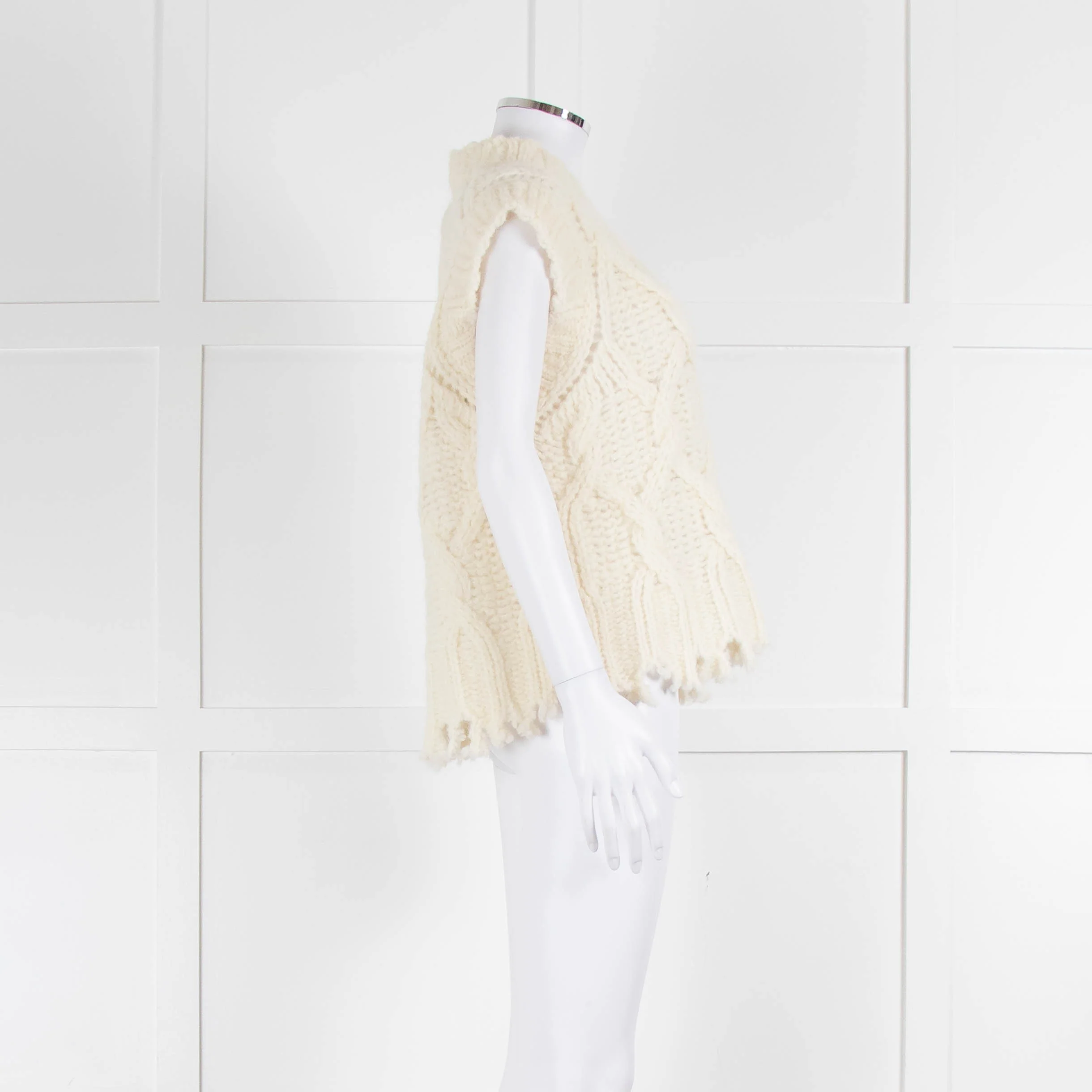 Acne Studios Cream Wool Mix Loose Cable Knit Vest - Image 2