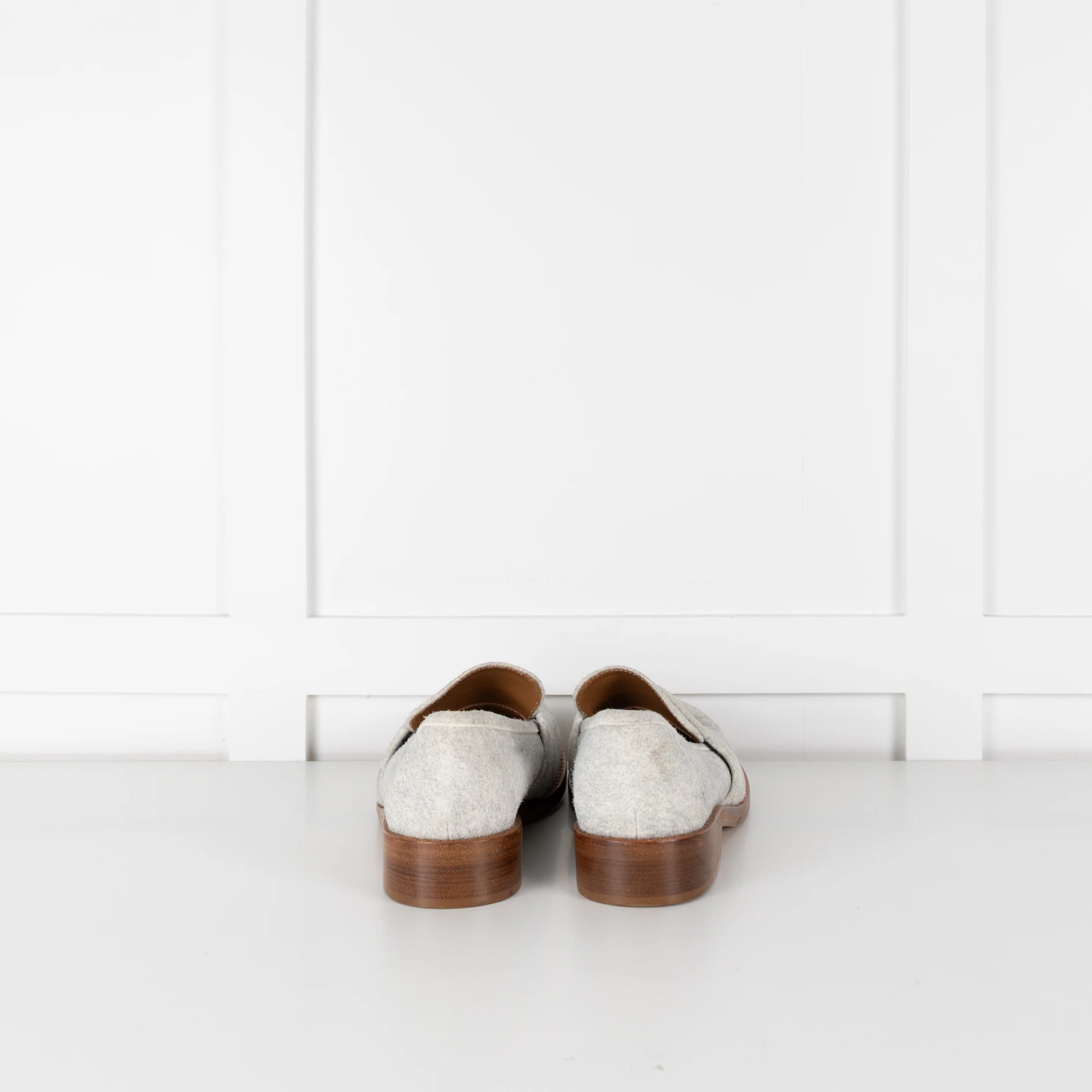 Acne Grey Felted Loafers with Logo Plaque - Image 4