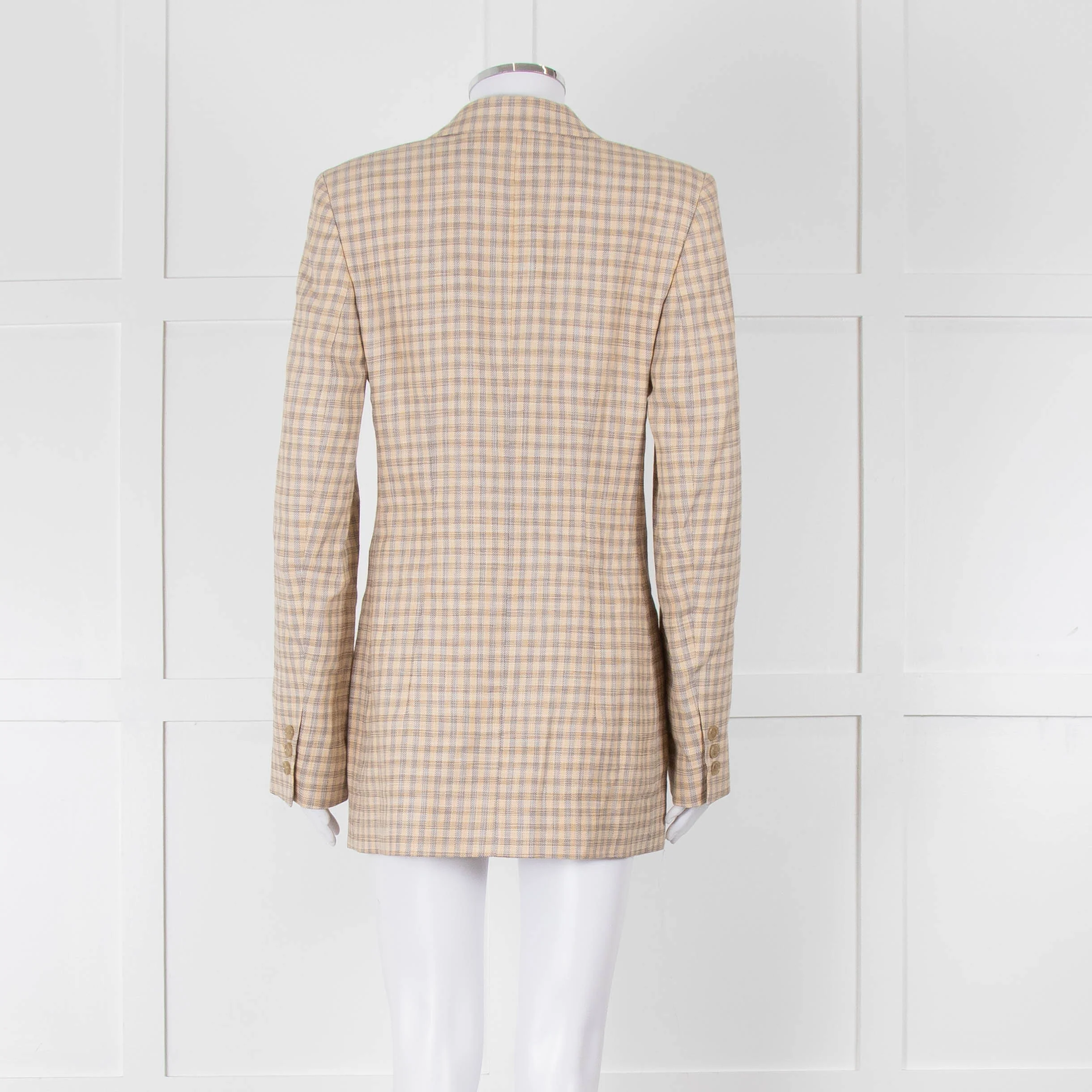 Acne Studio Yellow Grey Brown Check Single Breasted Jacket - Image 5