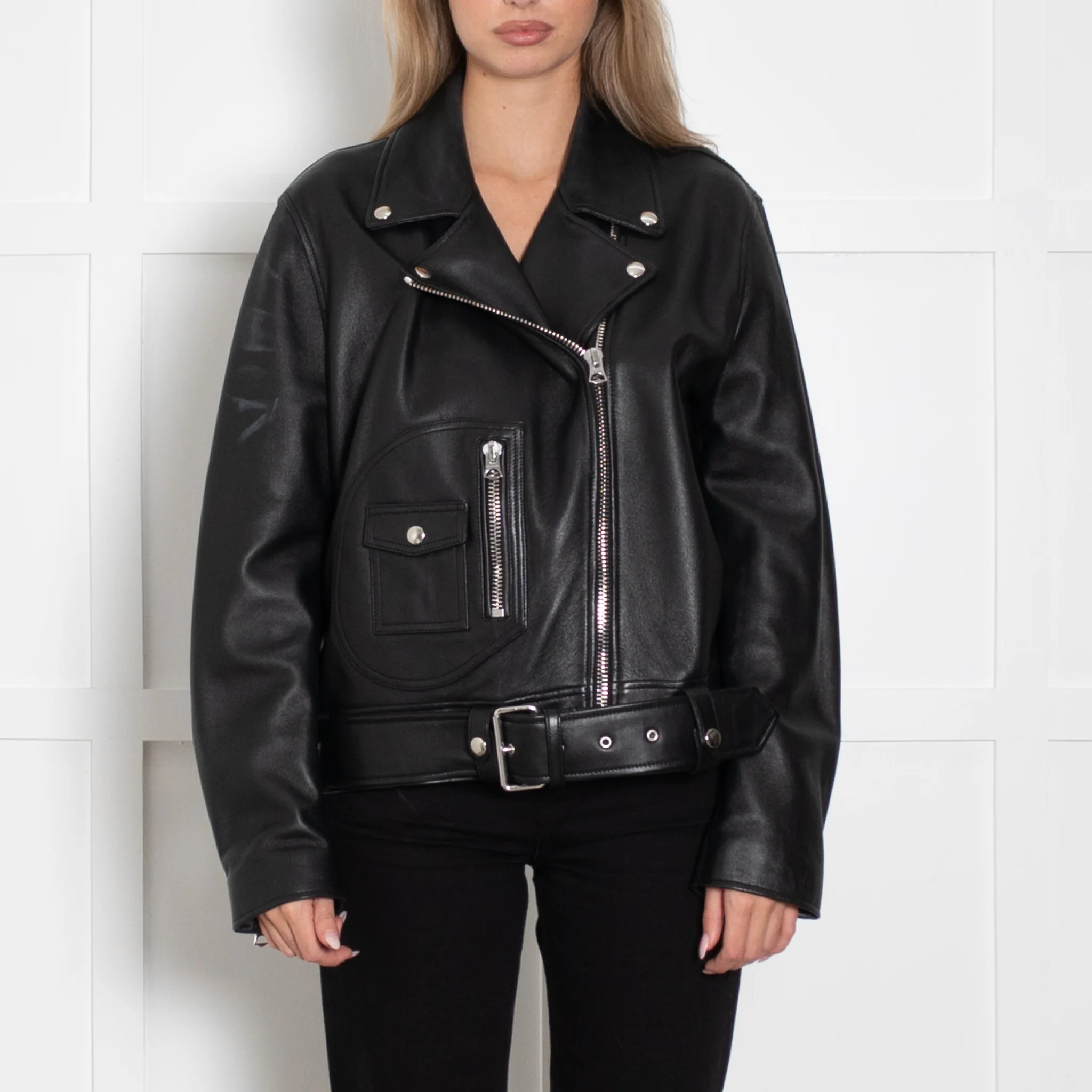 Acne Studios Black Leather Biker Jacket - Image 2