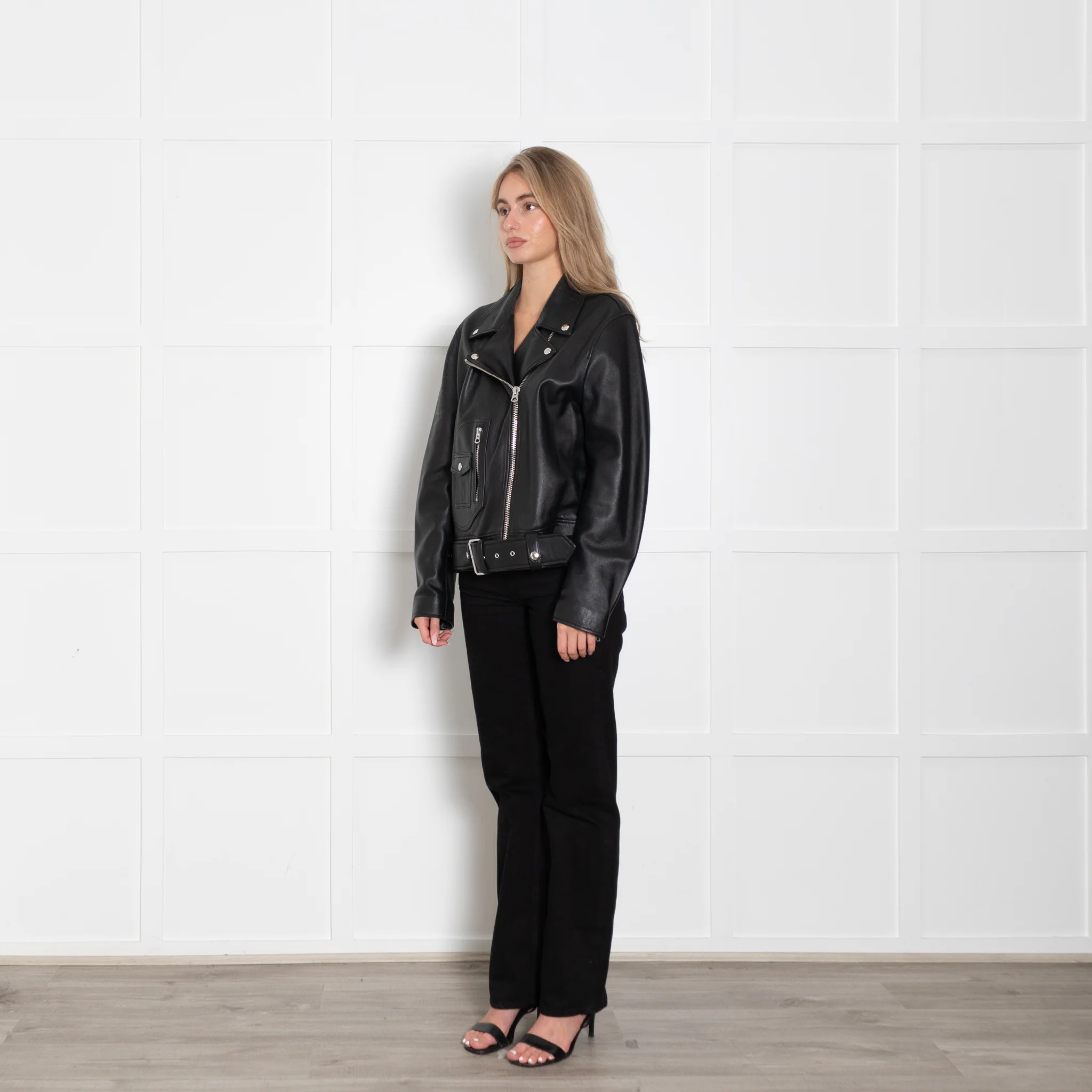 Acne Studios Black Leather Biker Jacket - Image 3