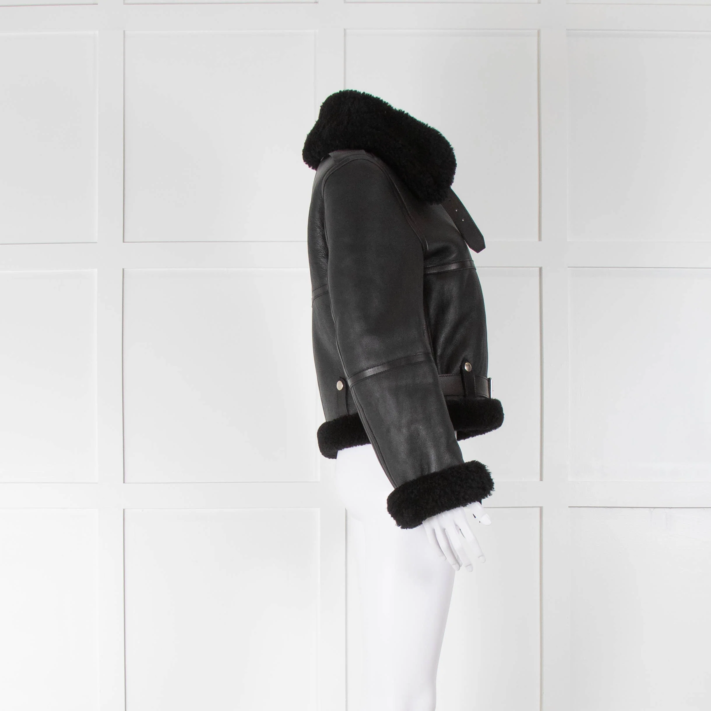 Acne Studios Black Shearling Short Aviator - Image 2