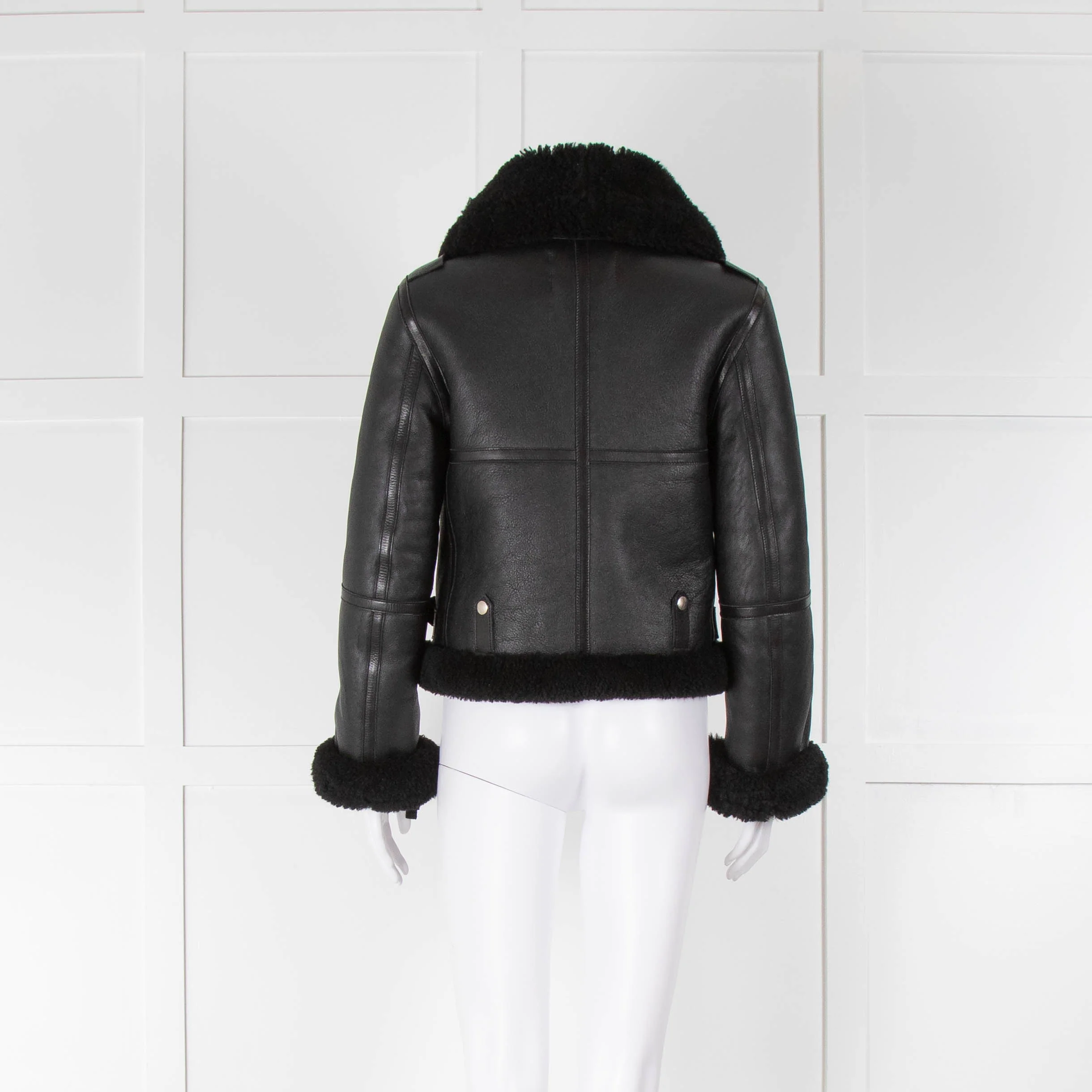 Acne Studios Black Shearling Short Aviator - Image 3