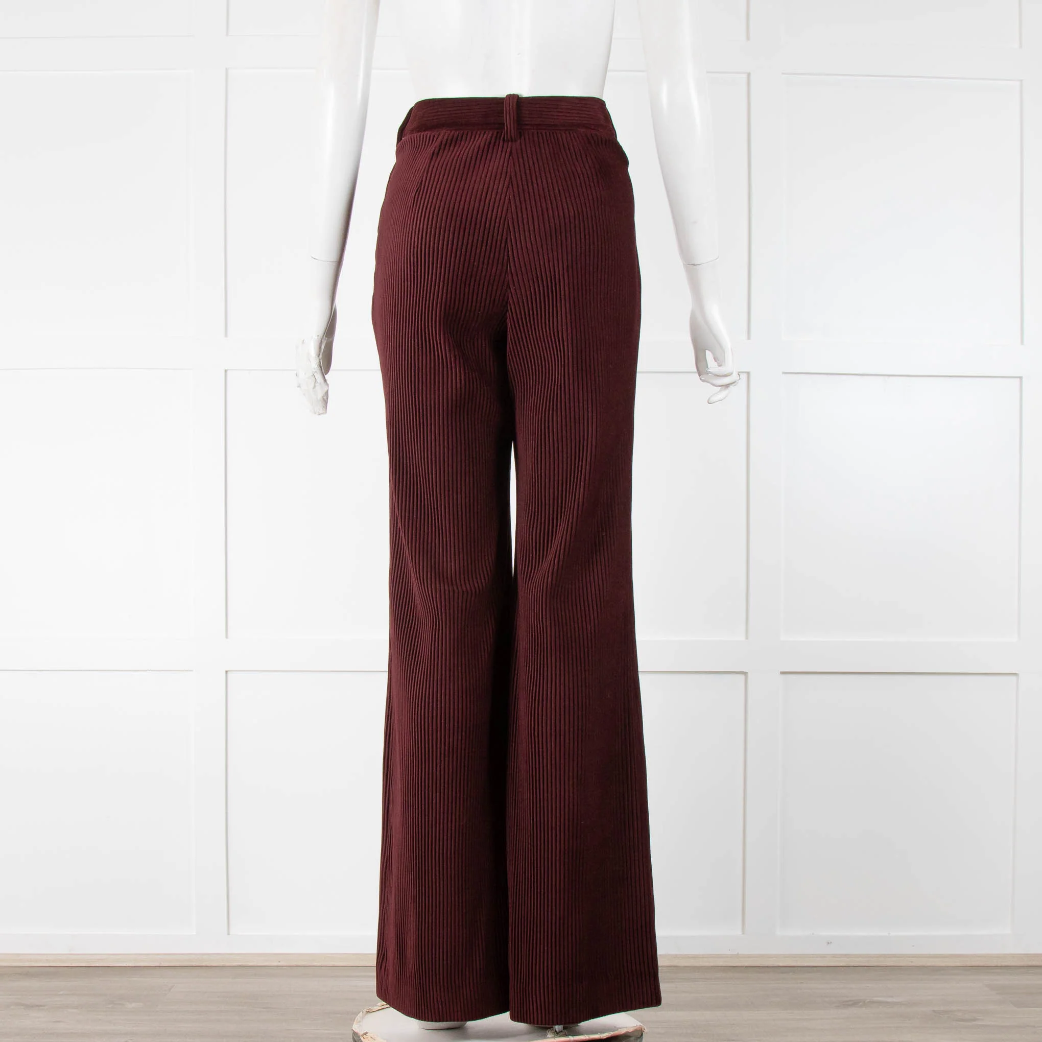 Acne Studios Burgundy Corduroy Flare Trousers - Image 3