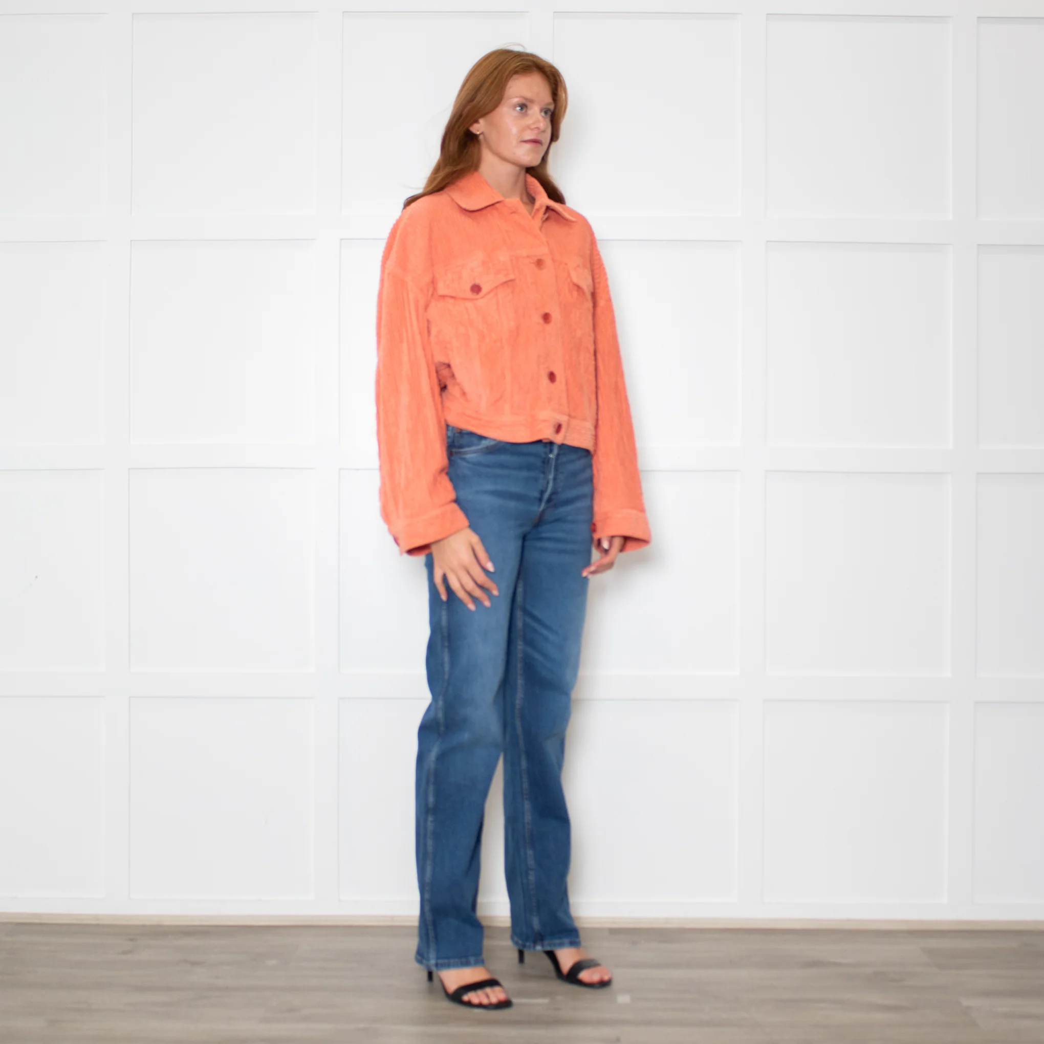 Acne Studios Orange Corduroy Cropped Jacket - Image 7