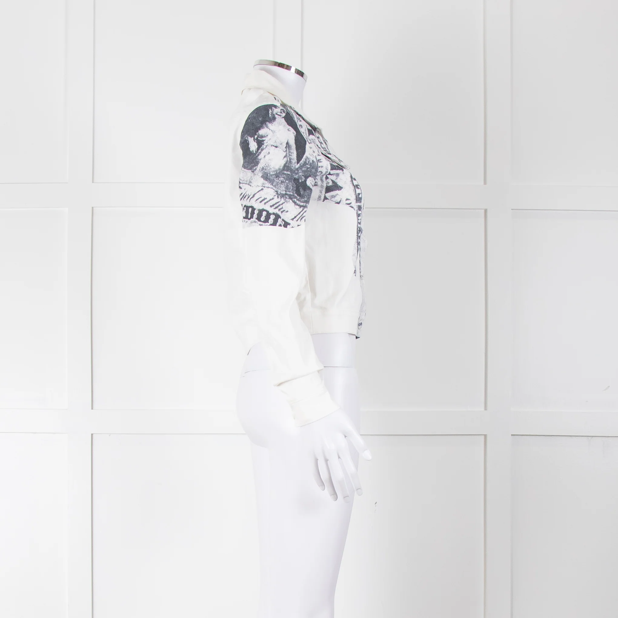 Acne Studios White Money Print Denim Jacket - Image 3