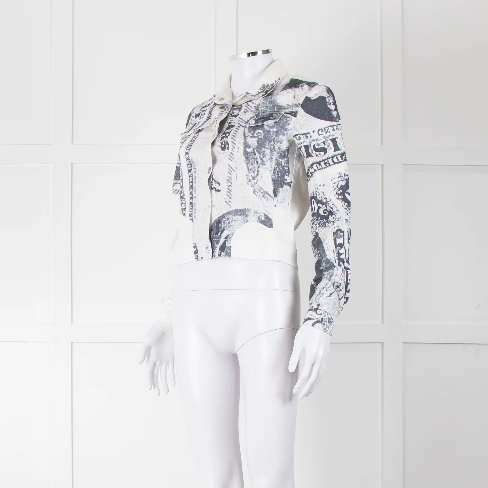 Acne Studios White Money Print Denim Jacket - Image 8