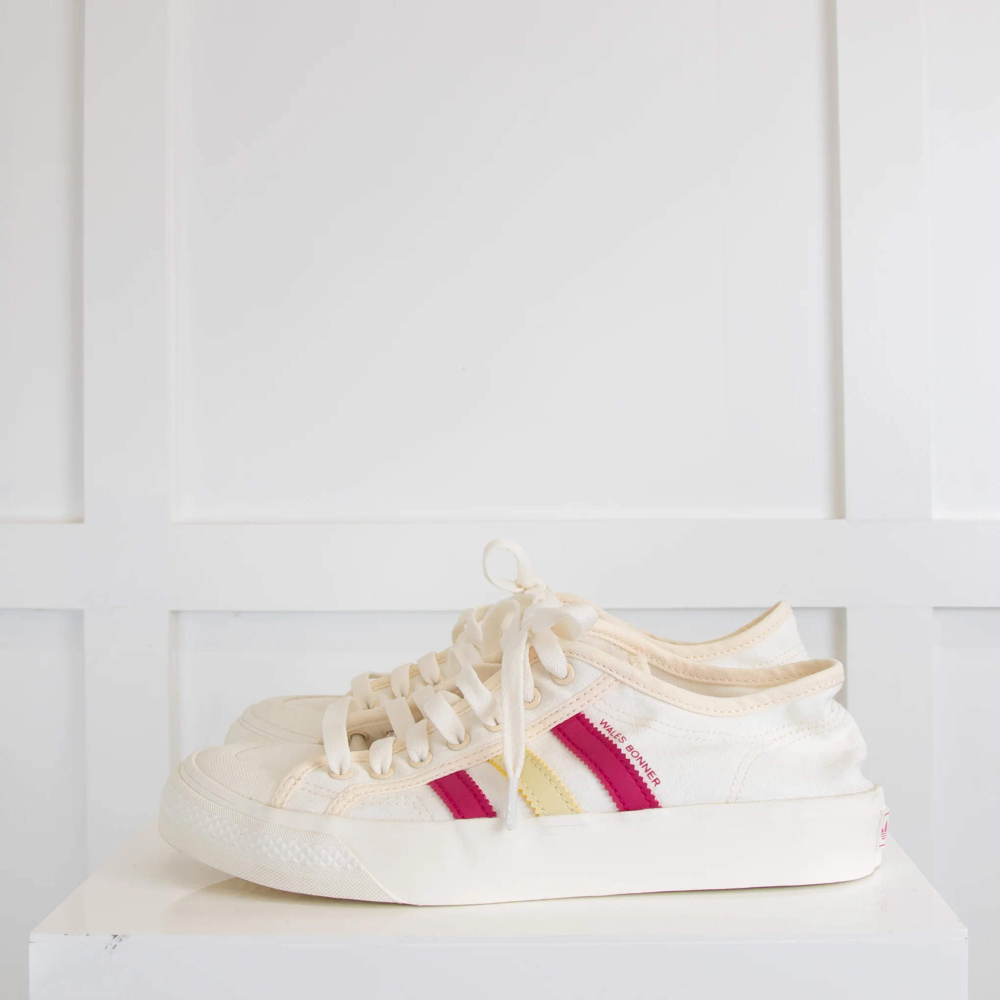 Adidas Wales Bonner Cream With Pink Stripes Tainers - Image 3