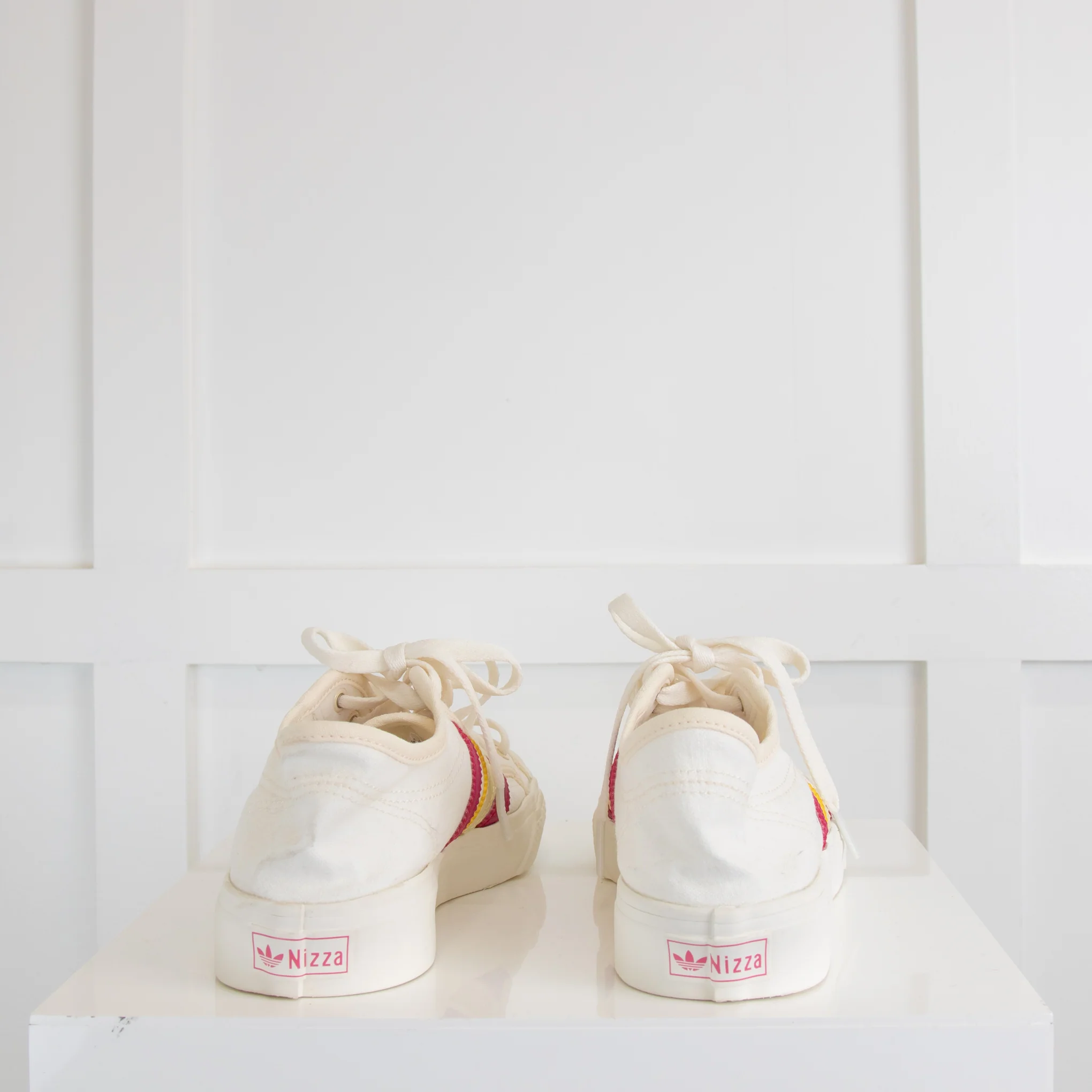 Adidas Wales Bonner Cream With Pink Stripes Tainers - Image 4