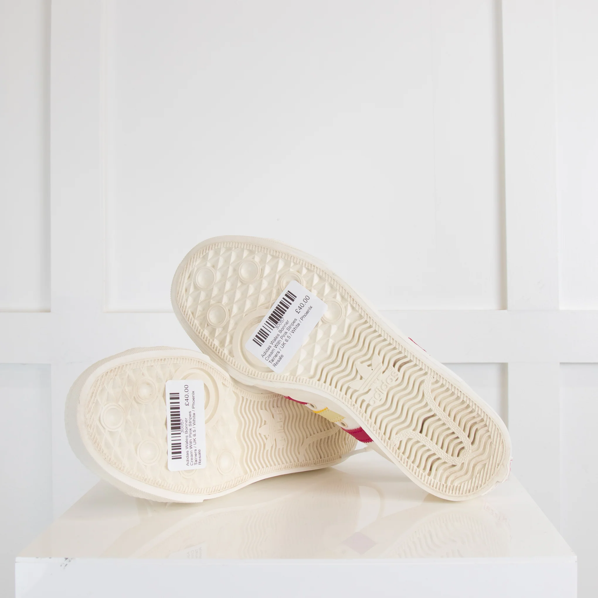 Adidas Wales Bonner Cream With Pink Stripes Tainers - Image 5