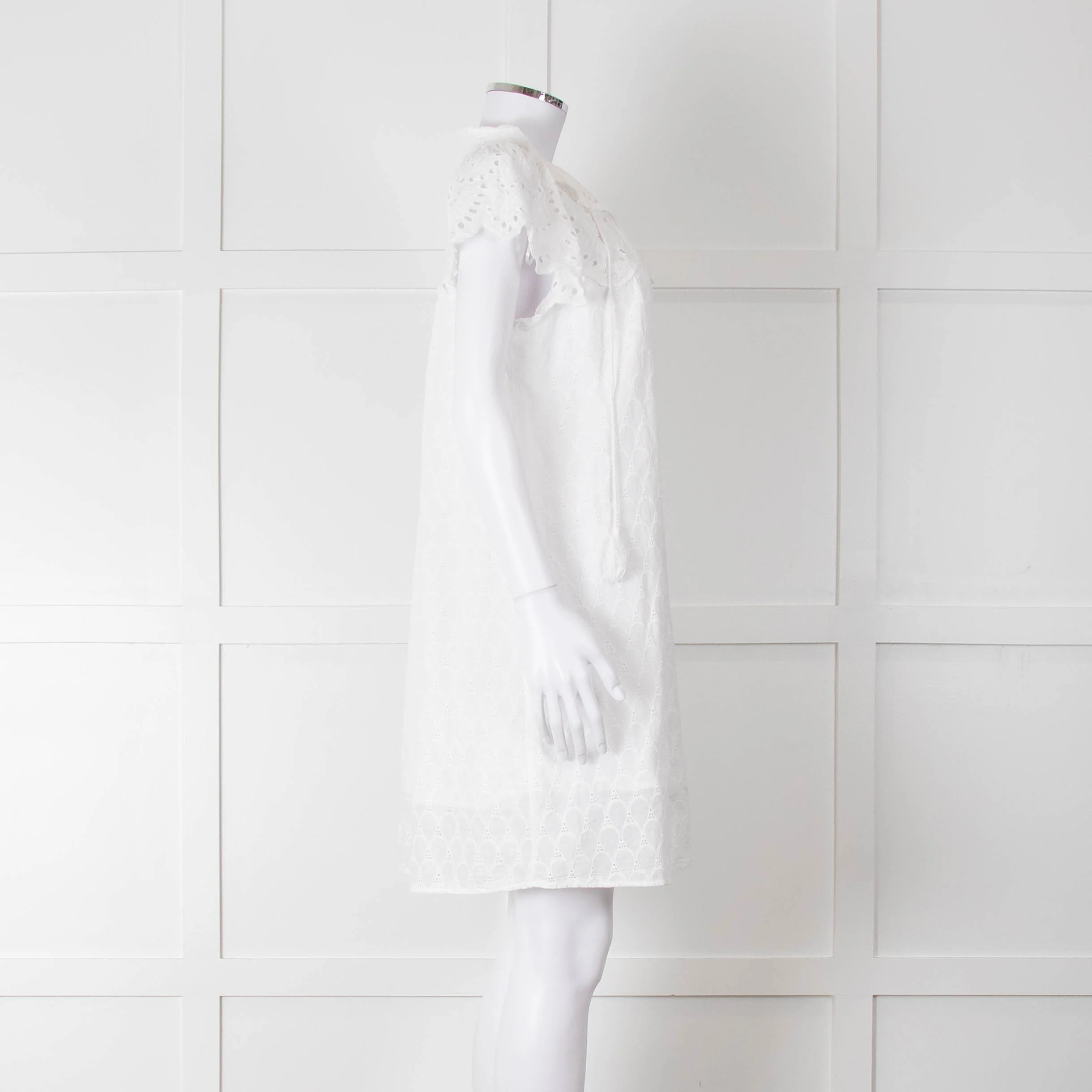 Adiva White Cotton Broderie Anglaise Tunic Dress - Image 3