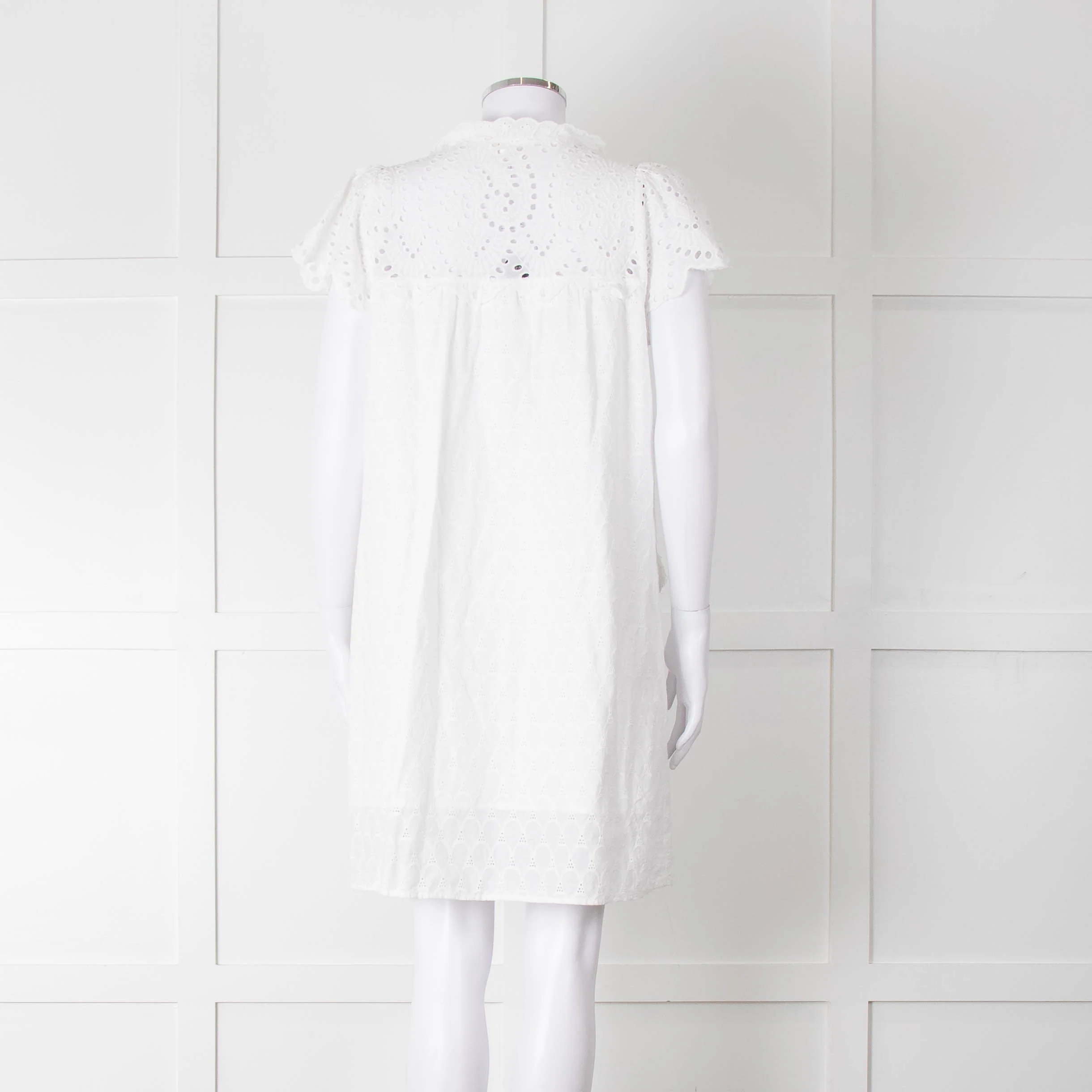 Adiva White Cotton Broderie Anglaise Tunic Dress - Image 5