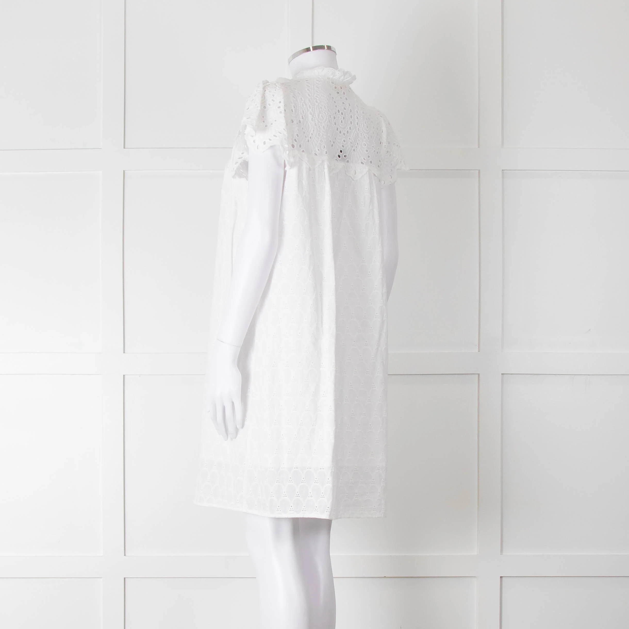Adiva White Cotton Broderie Anglaise Tunic Dress - Image 6