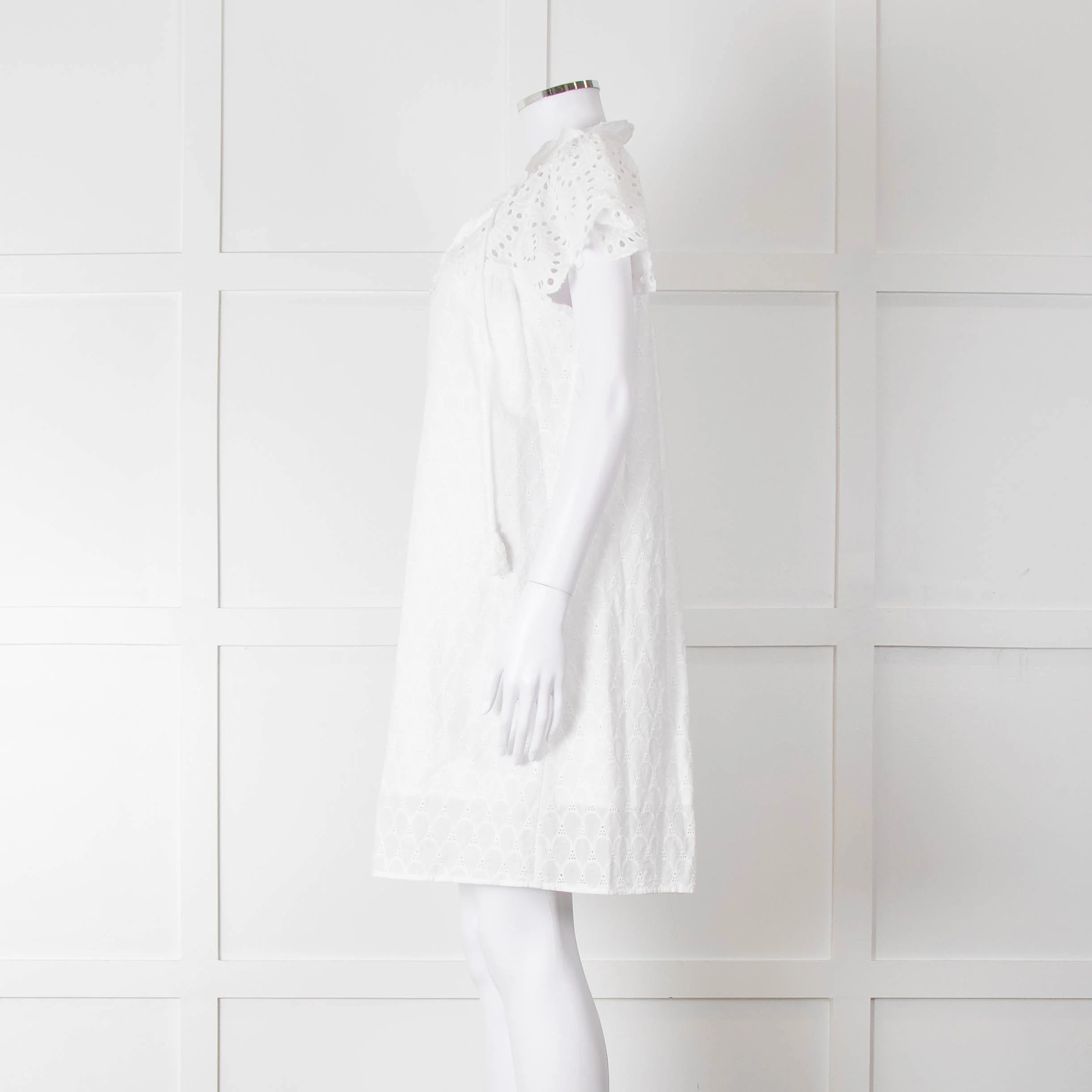 Adiva White Cotton Broderie Anglaise Tunic Dress - Image 7