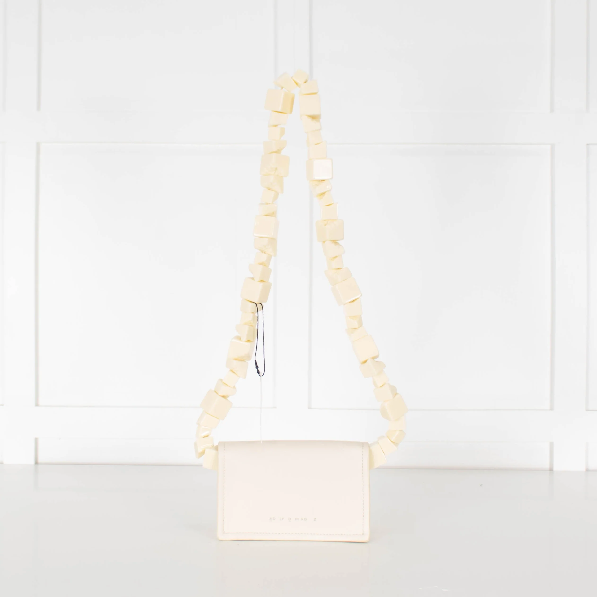 Adolfo Dominguez Cream Crossbody Bag with Chunky Bead Strap