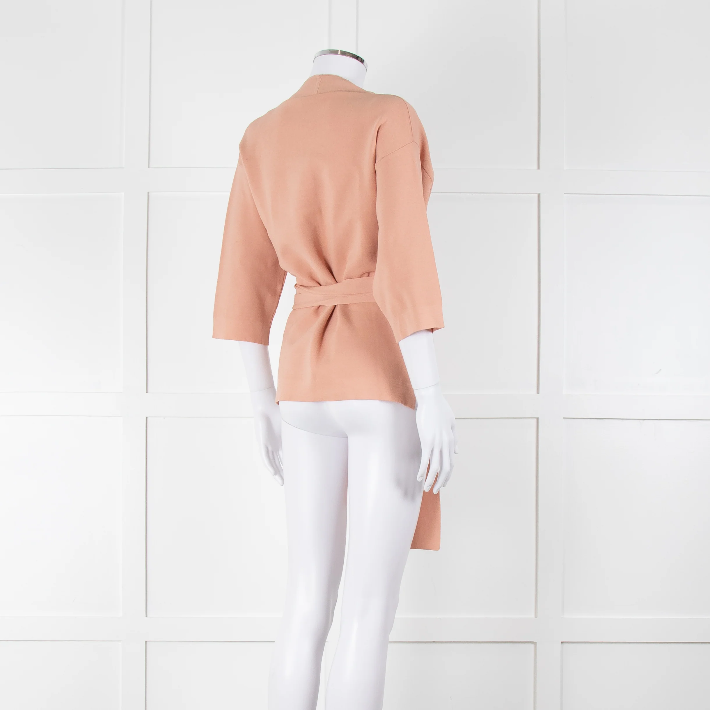 Adolfo Dominguez Peach Knit Wrap Top With Wide Belt - Image 4